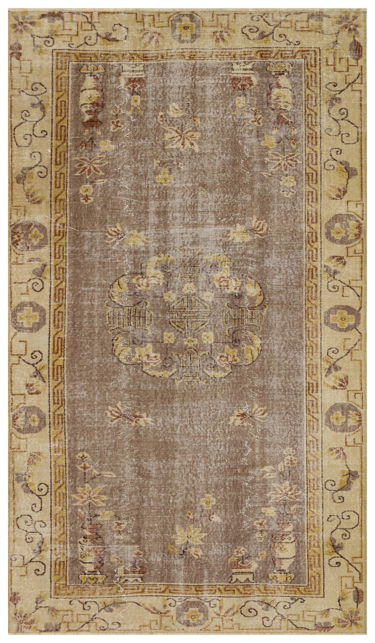 Wool and Cotton Vintage Hand-Woven Rug — detail view 4, handmade vintage rug