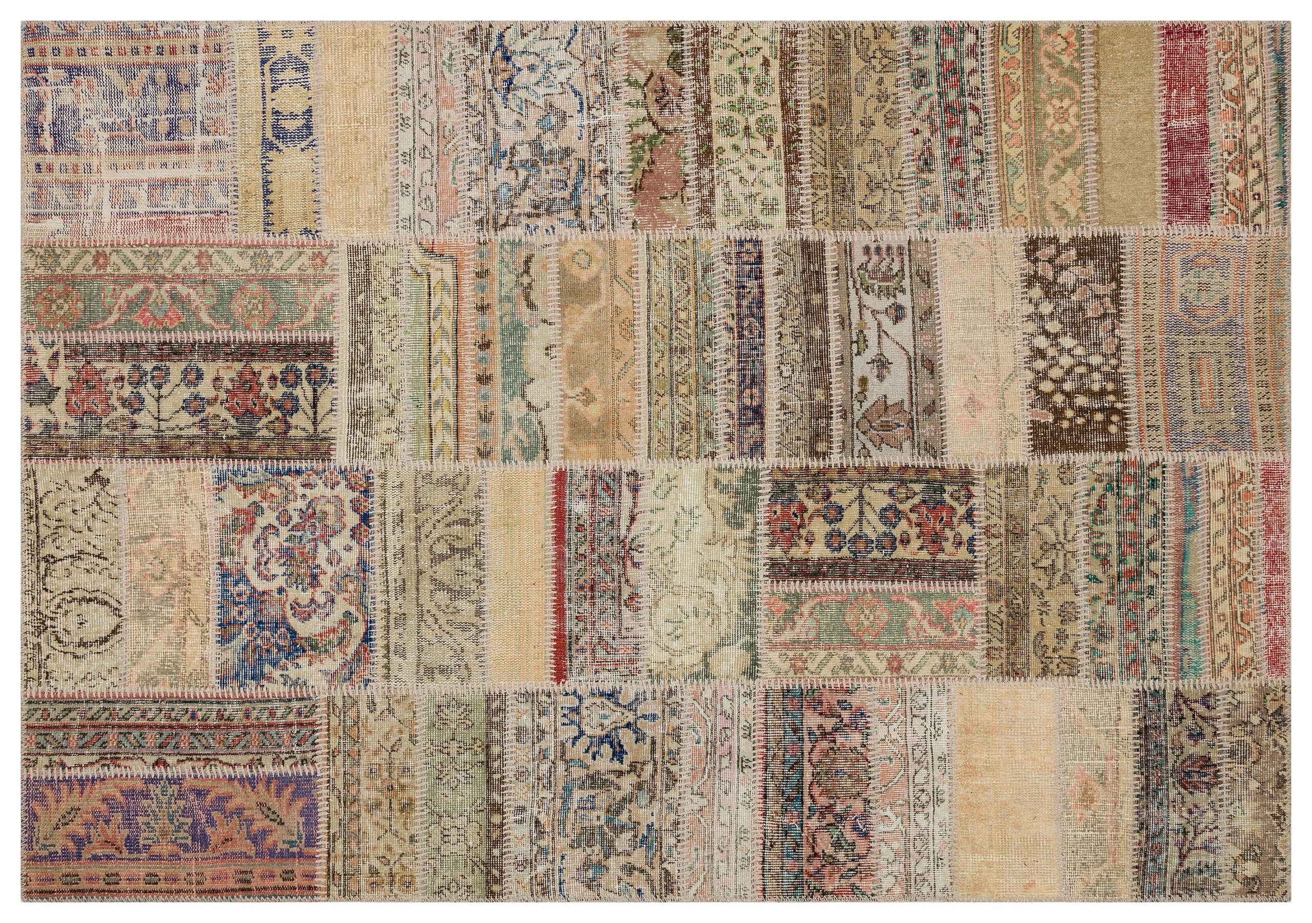 Eye-Catching and Stylish Patchwork Rug — detail view 3, handmade vintage rug