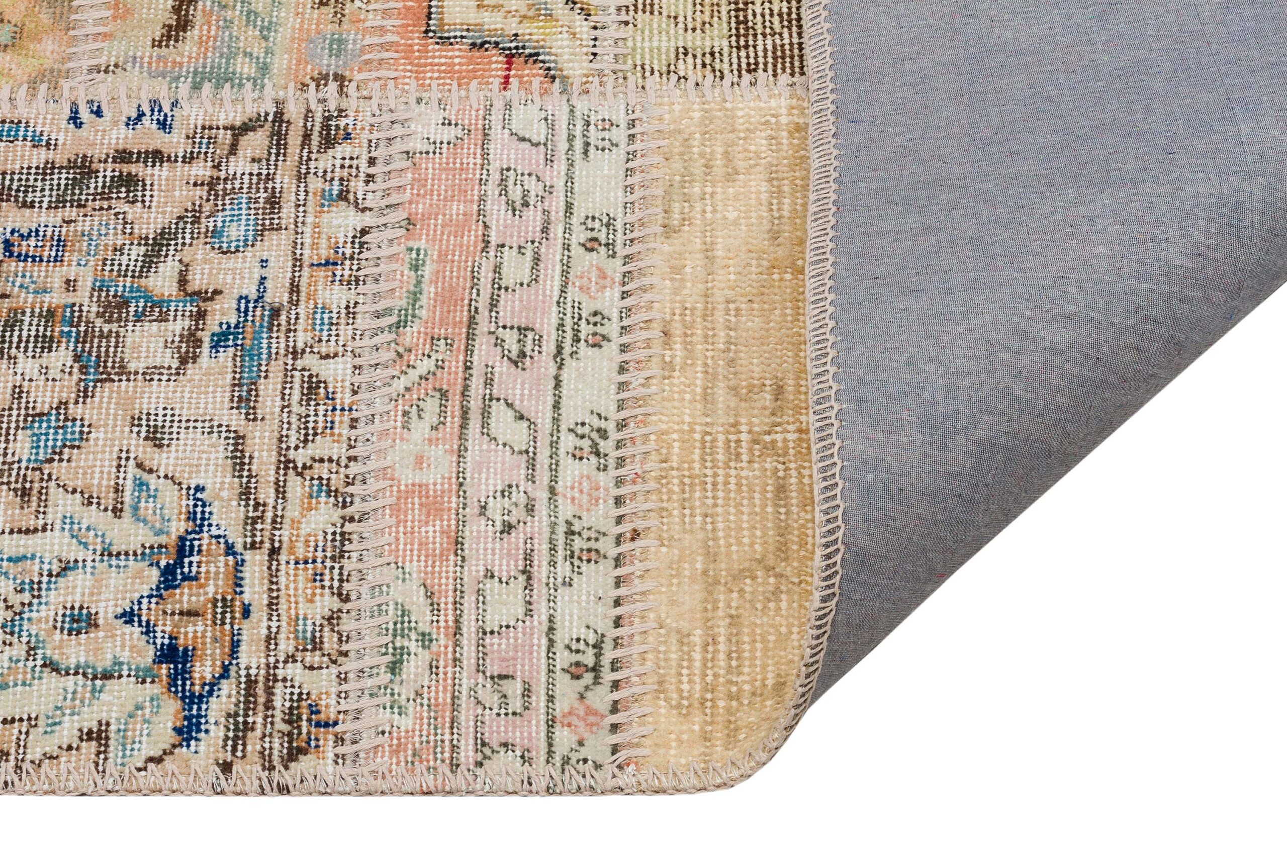 Eye-Catching and Stylish Patchwork Rug — detail view 4, handmade vintage rug
