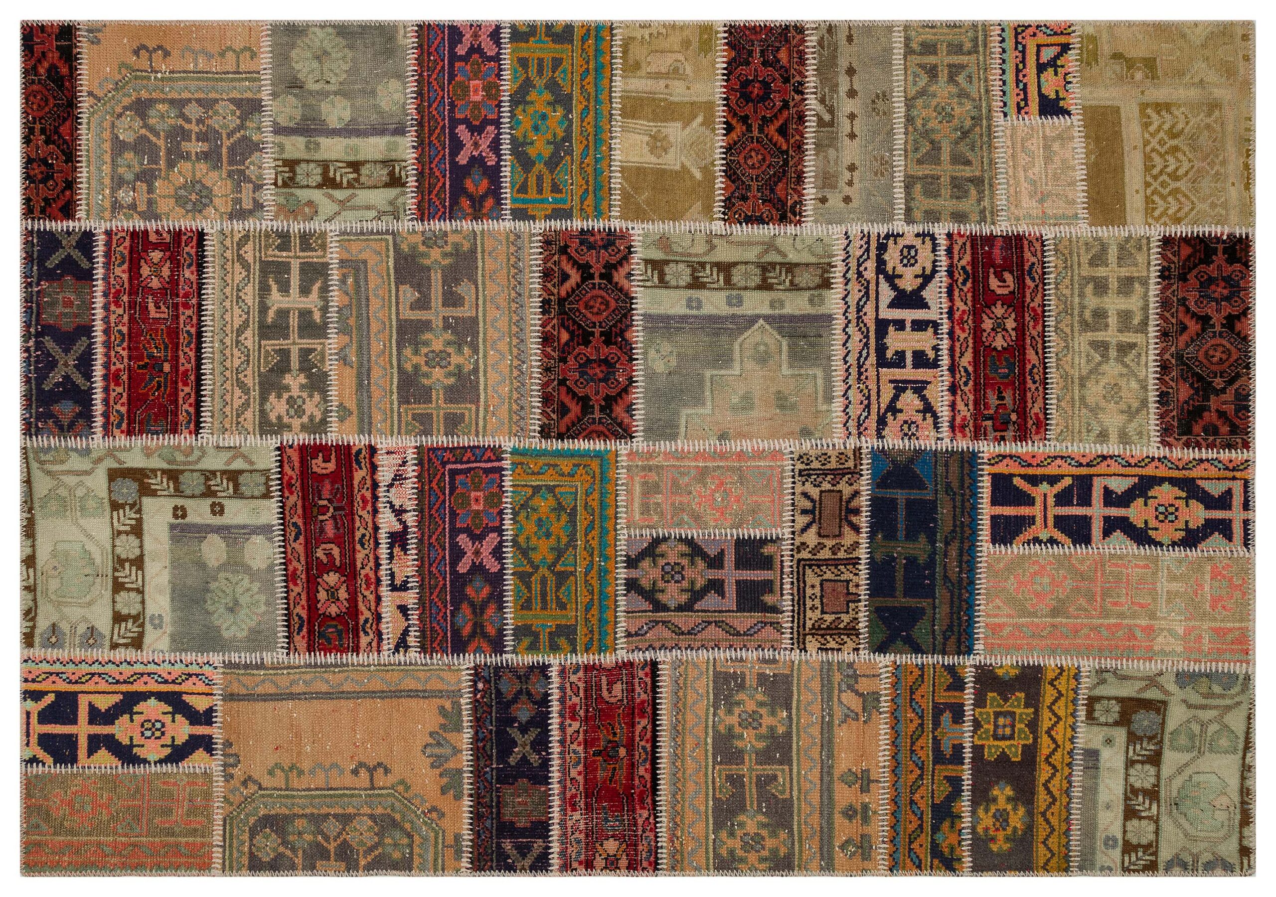 Handcrafted Patchwork Rug — detail view 3, handmade vintage rug