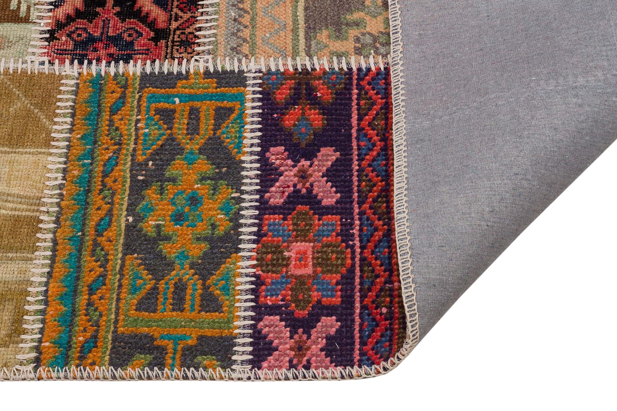 Handcrafted Patchwork Rug — detail view 4, handmade vintage rug