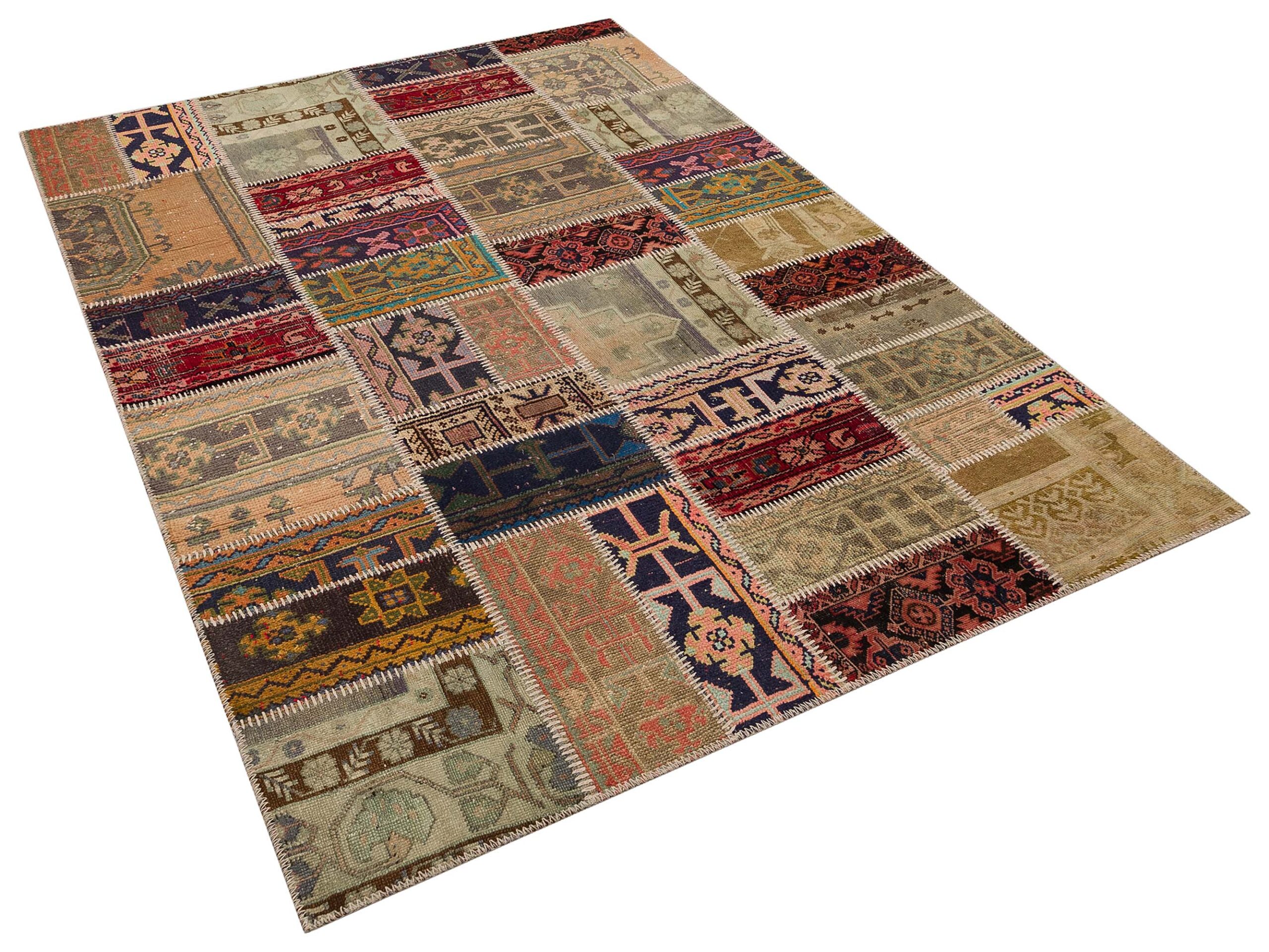 Handcrafted Patchwork Rug, vintage rug, Handmade, hand-knotted cotton, size 230 × 160 cm, from Antalya