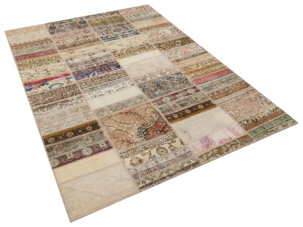 Vibrant and Colorful Patchwork Rug, vintage rug, Handmade, hand-knotted wool & cotton, size 230 × 160 cm, from Isparta