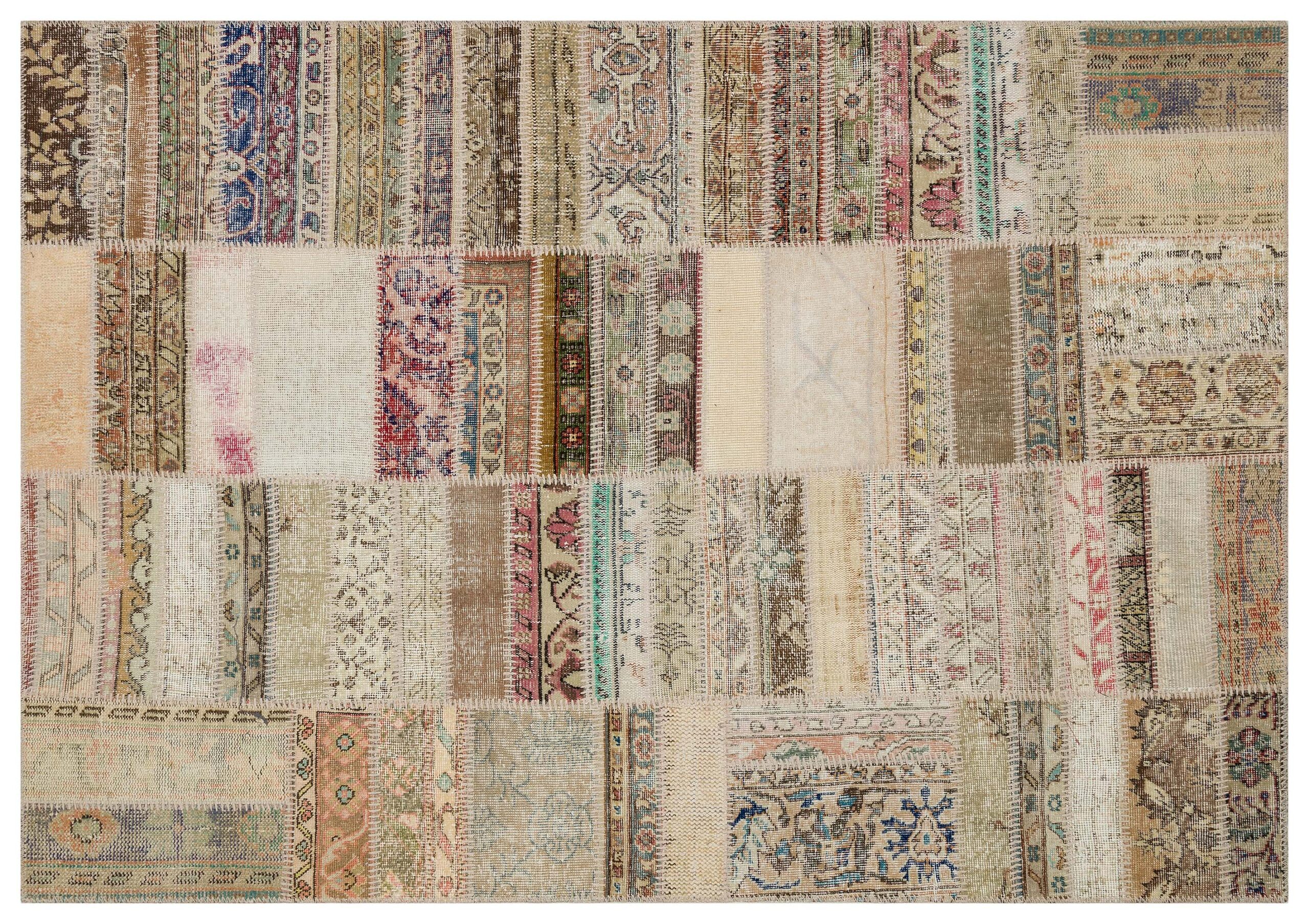 Magnificent and Colorful Patchwork Rug — detail view 3, handmade vintage rug
