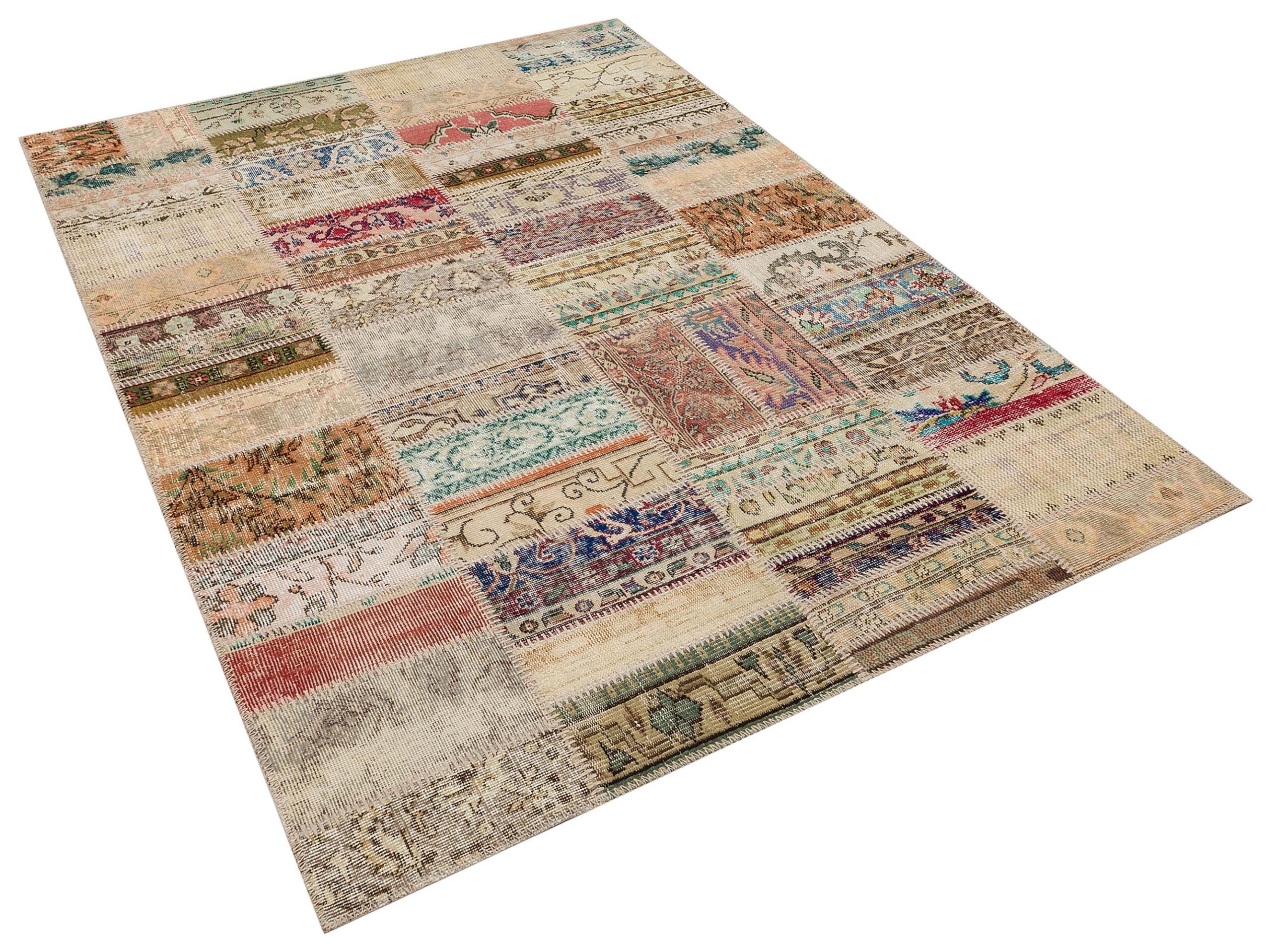 Stunning Patchwork Rug, vintage rug, Handmade, hand-knotted wool, size 230 × 160 cm, from Milas