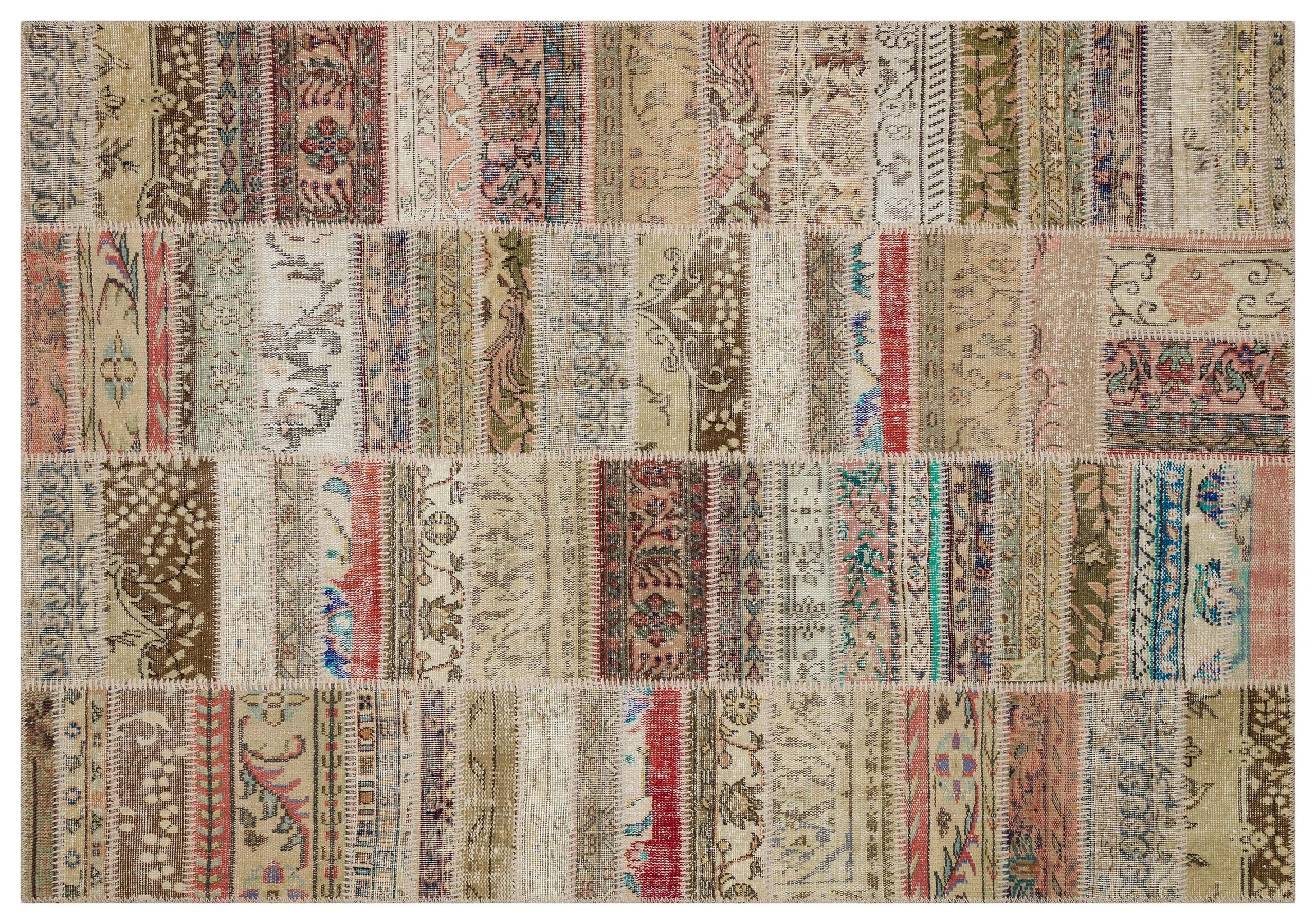 Stylish and Luxurious Patchwork Rug — detail view 3, handmade vintage rug