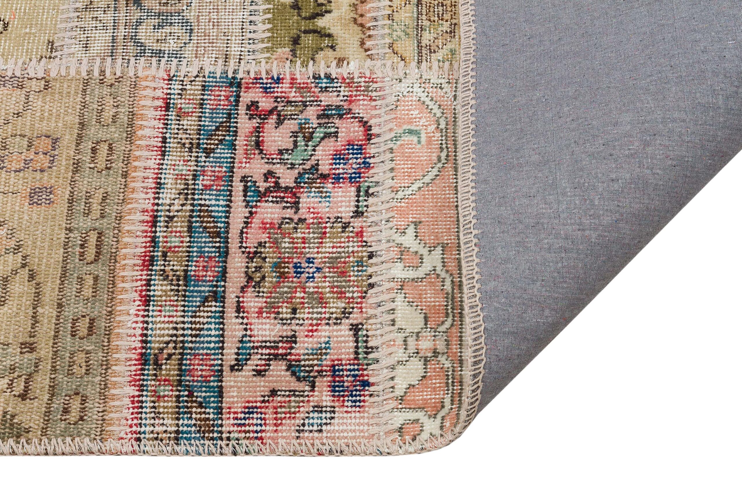 Stylish and Luxurious Patchwork Rug — detail view 4, handmade vintage rug