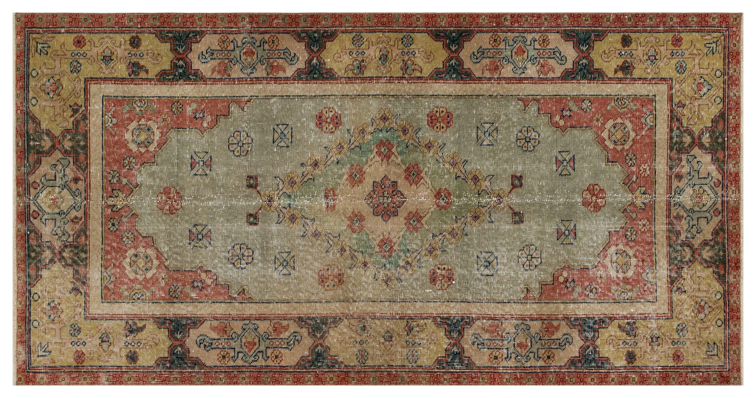 Handwoven Rug with Star Pattern and Distressed Finish — detail view 3, handmade vintage rug