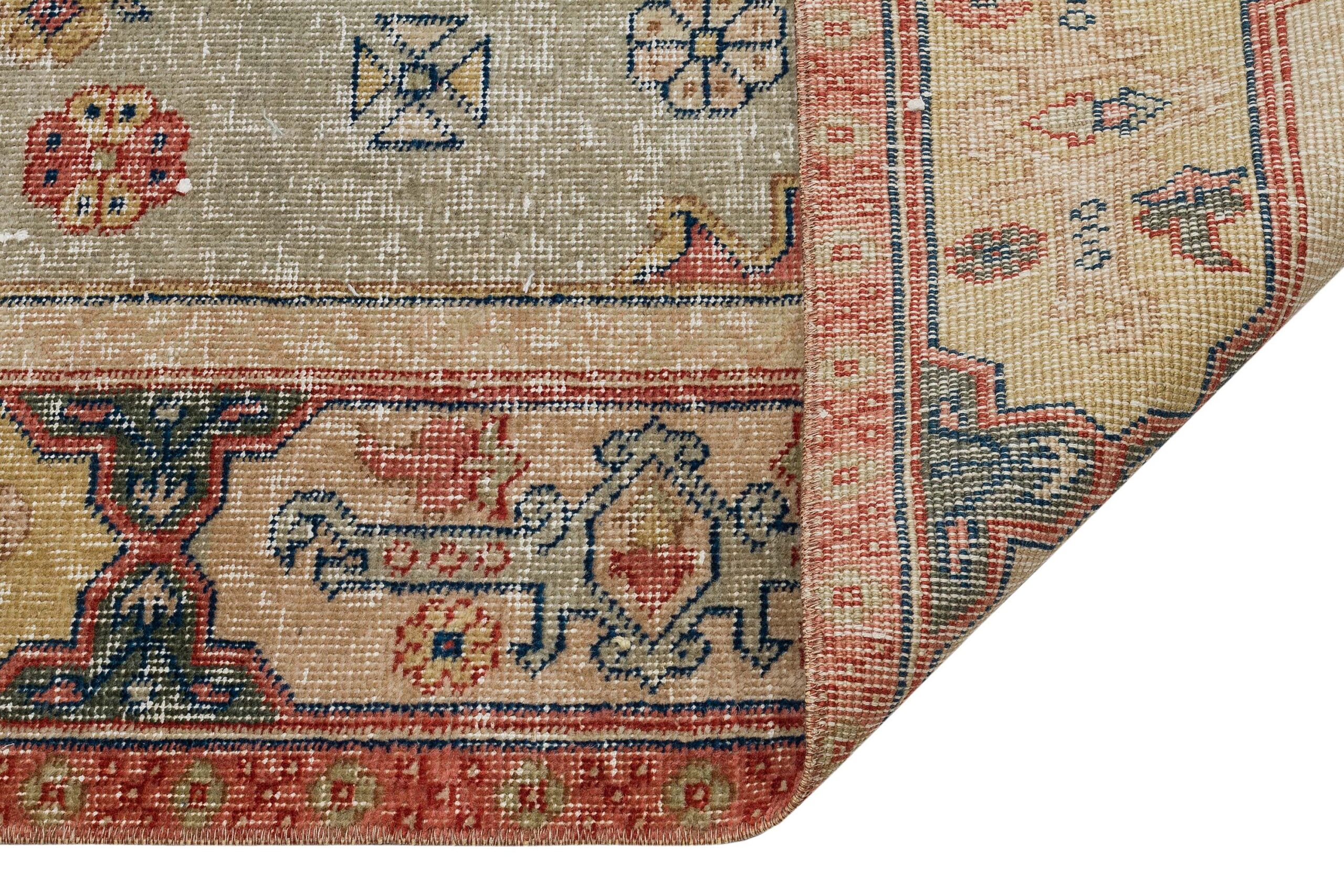 Handwoven Rug with Star Pattern and Distressed Finish — detail view 4, handmade vintage rug