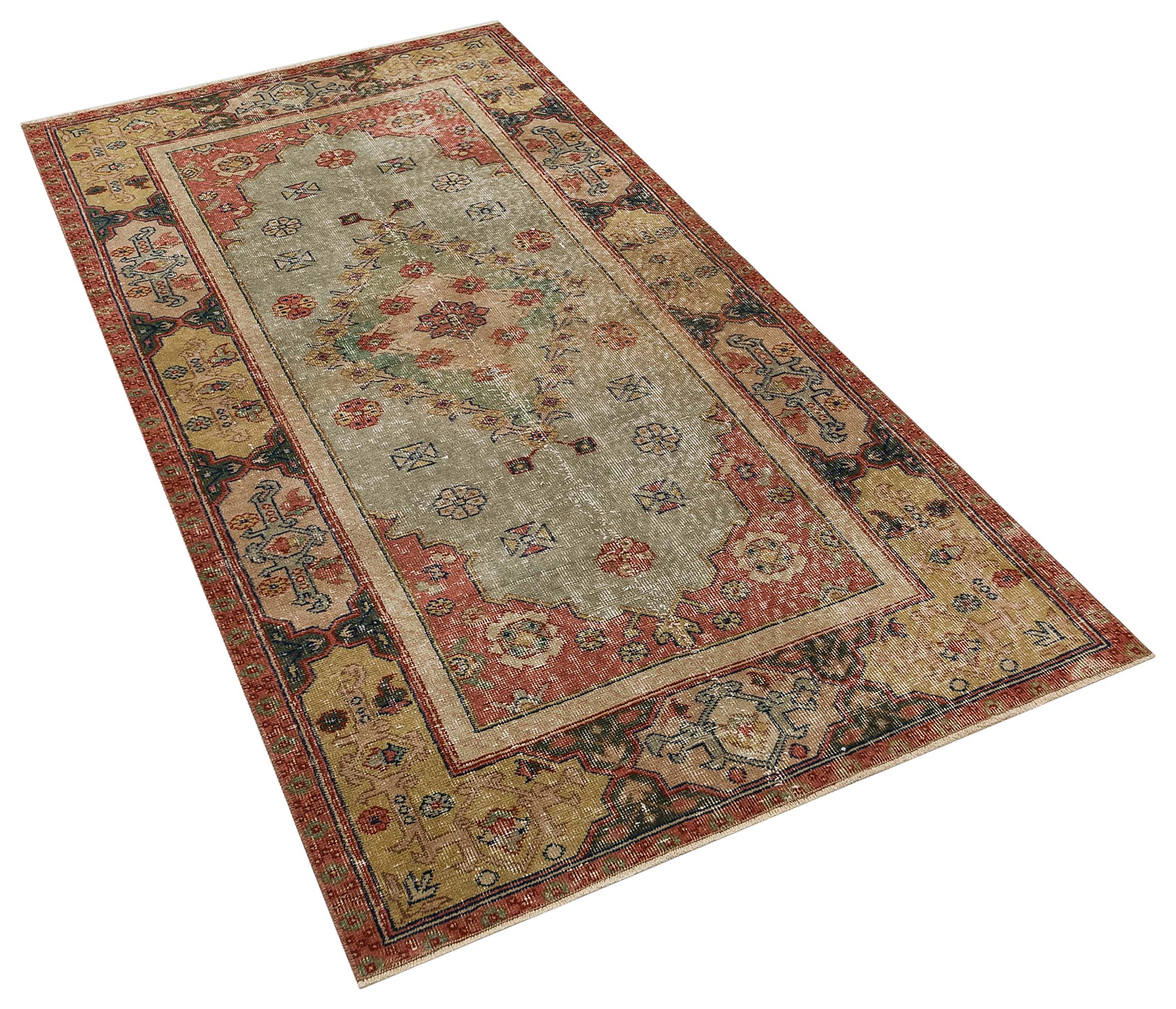 Yıldız Desenli Eskitma El Dokuma Halı -  110x216 cm 9925