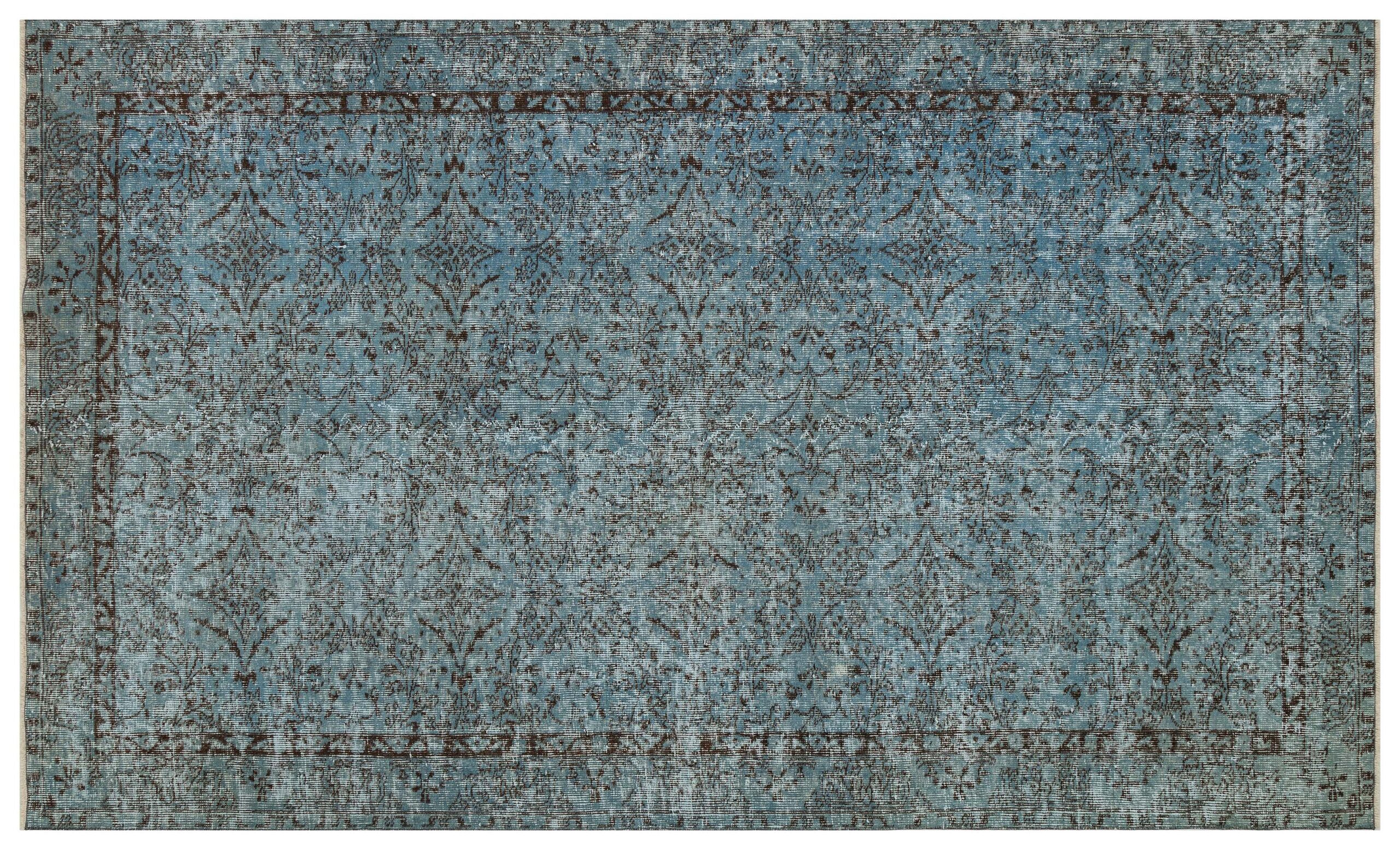 Açık Mavi Vintage El Dokuma Halı - 151x251 cm 9932 - Görsel 3