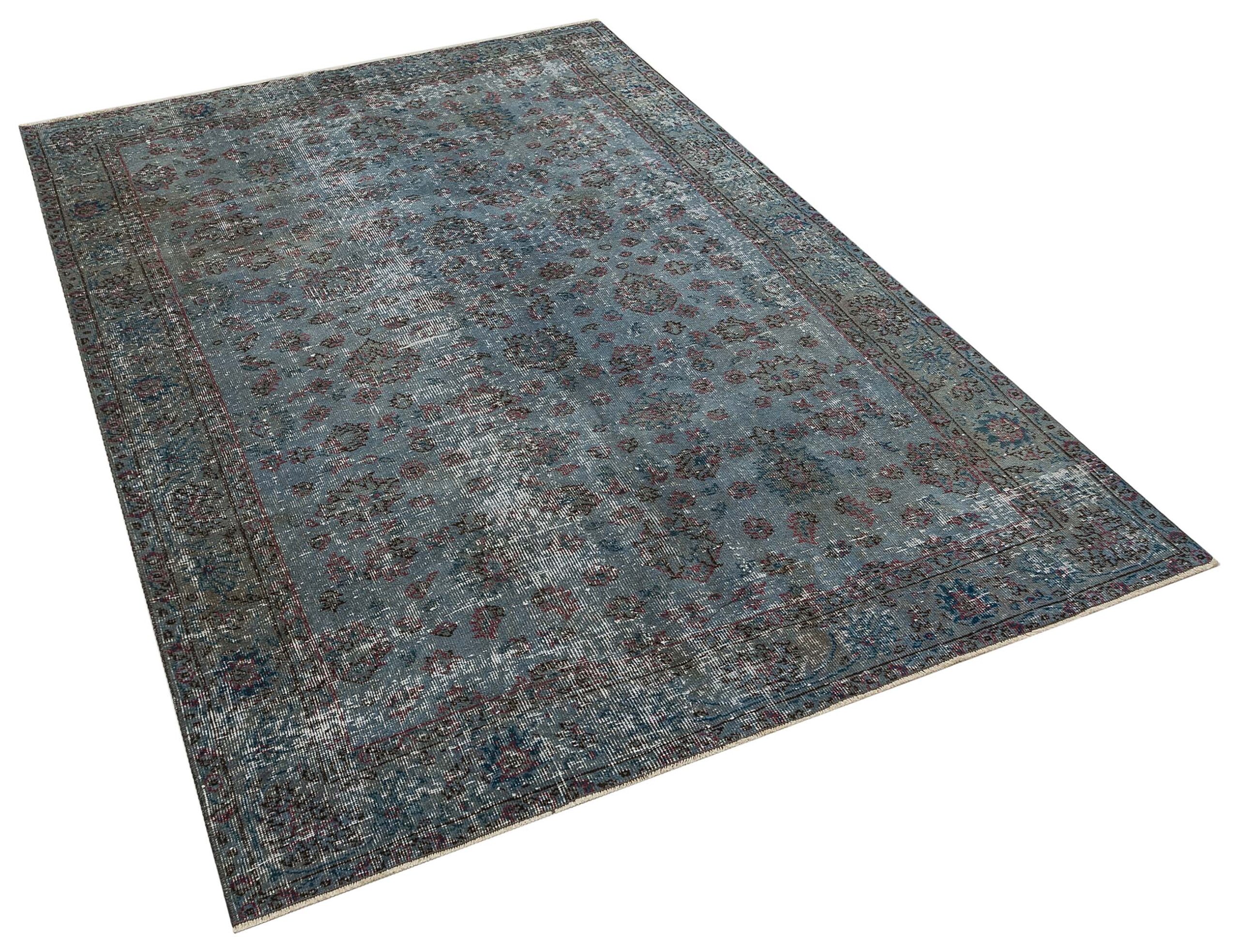 Mavi Rengi Eskitme El Dokuma Halı -  154x236 cm 9935