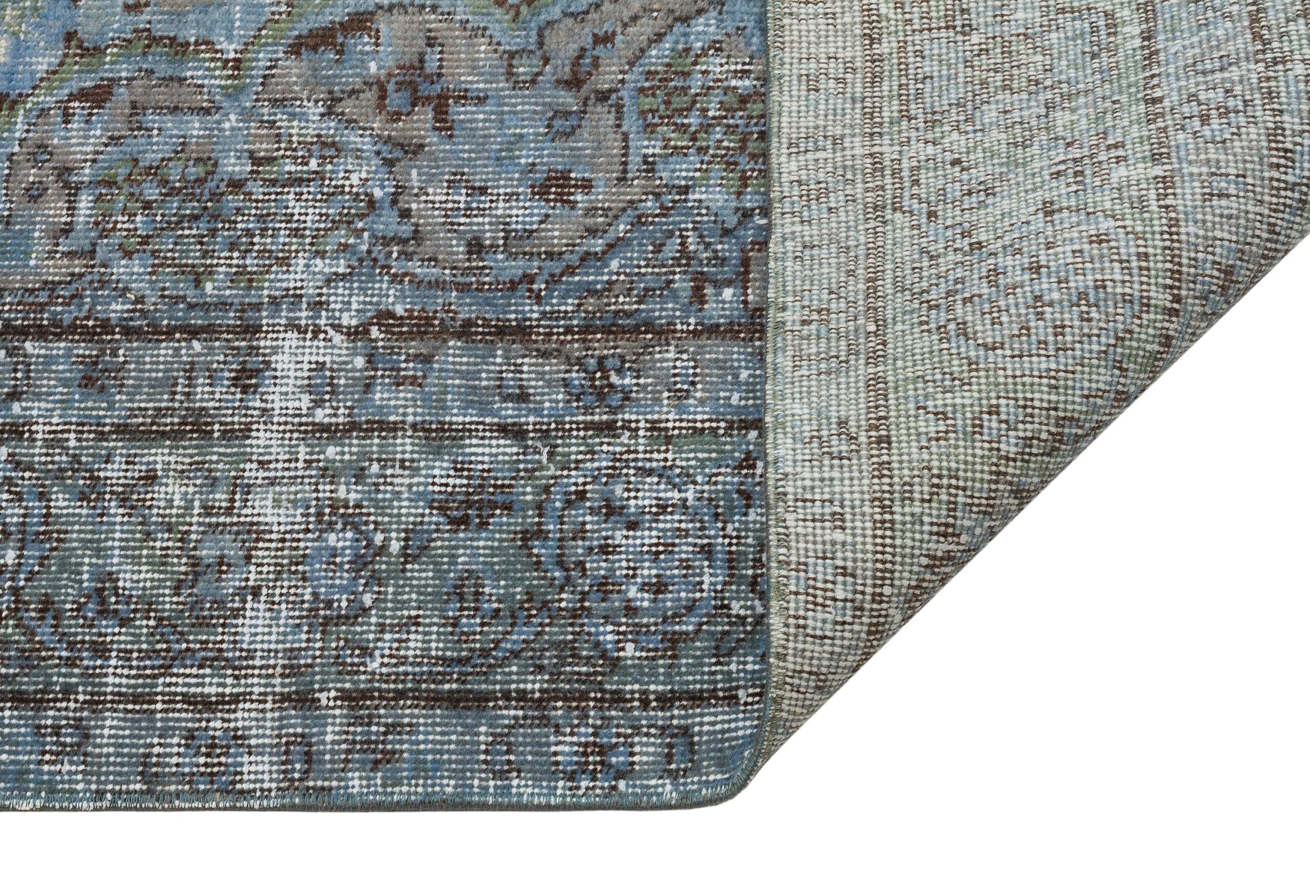 Distressed Hand-Woven Wool Rug — detail view 4, handmade vintage rug