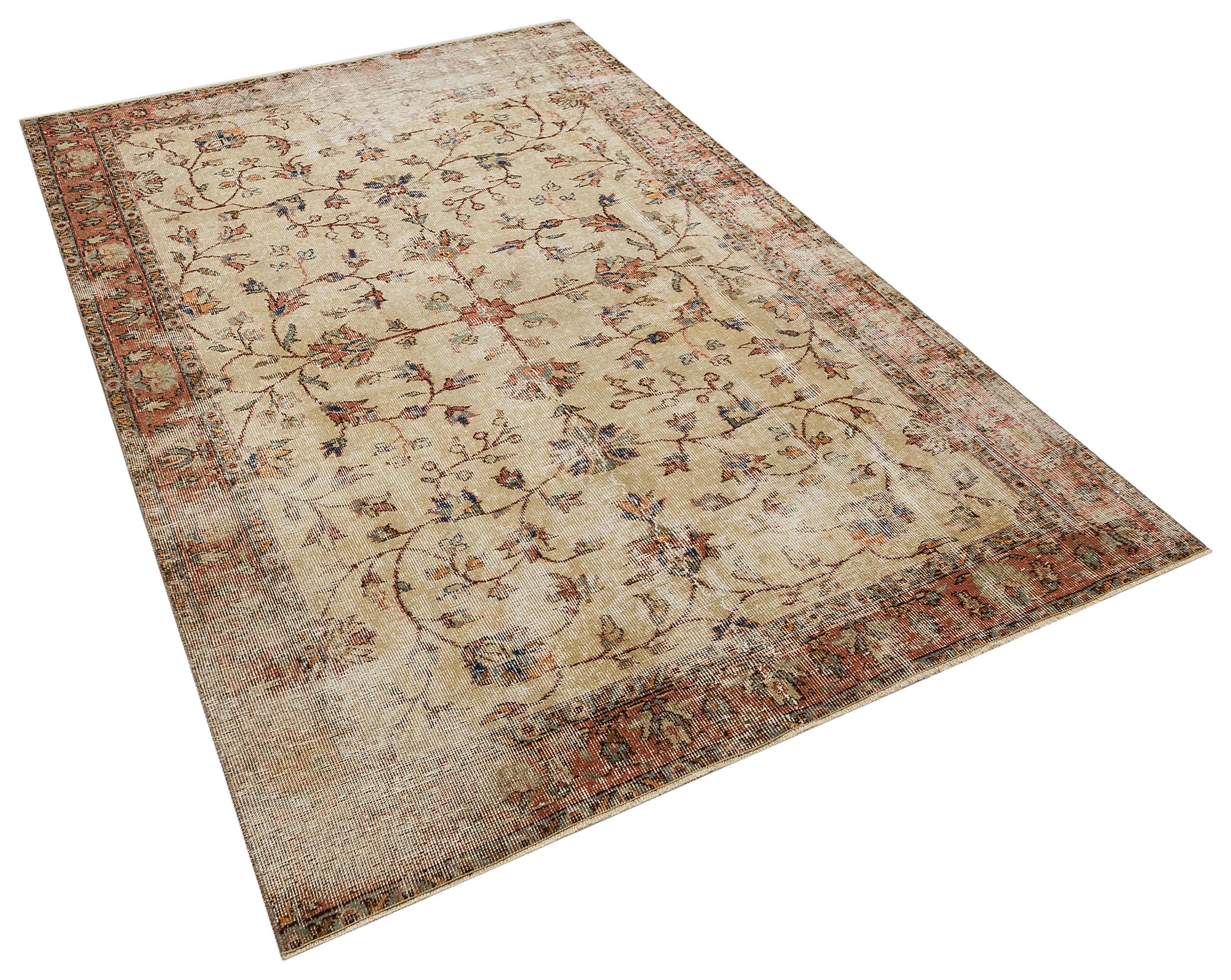 El Yapımı Yün Vintage Eskitme Halı -  153x256  cm 9946
