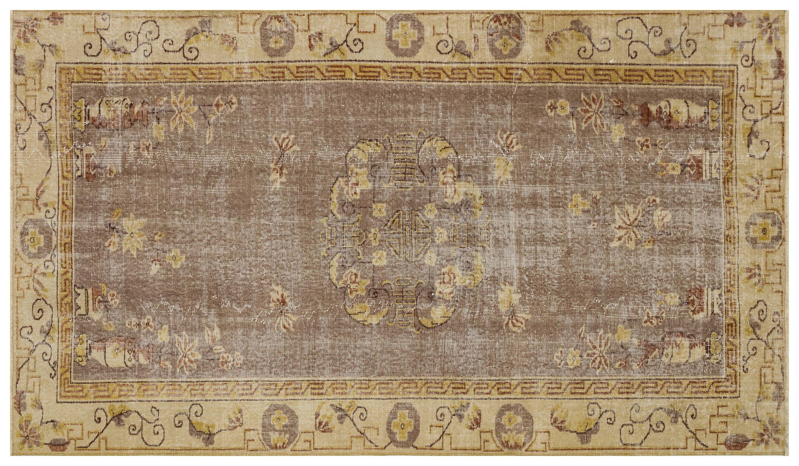 Wool and Cotton Vintage Hand-Woven Rug — detail view 3, handmade vintage rug