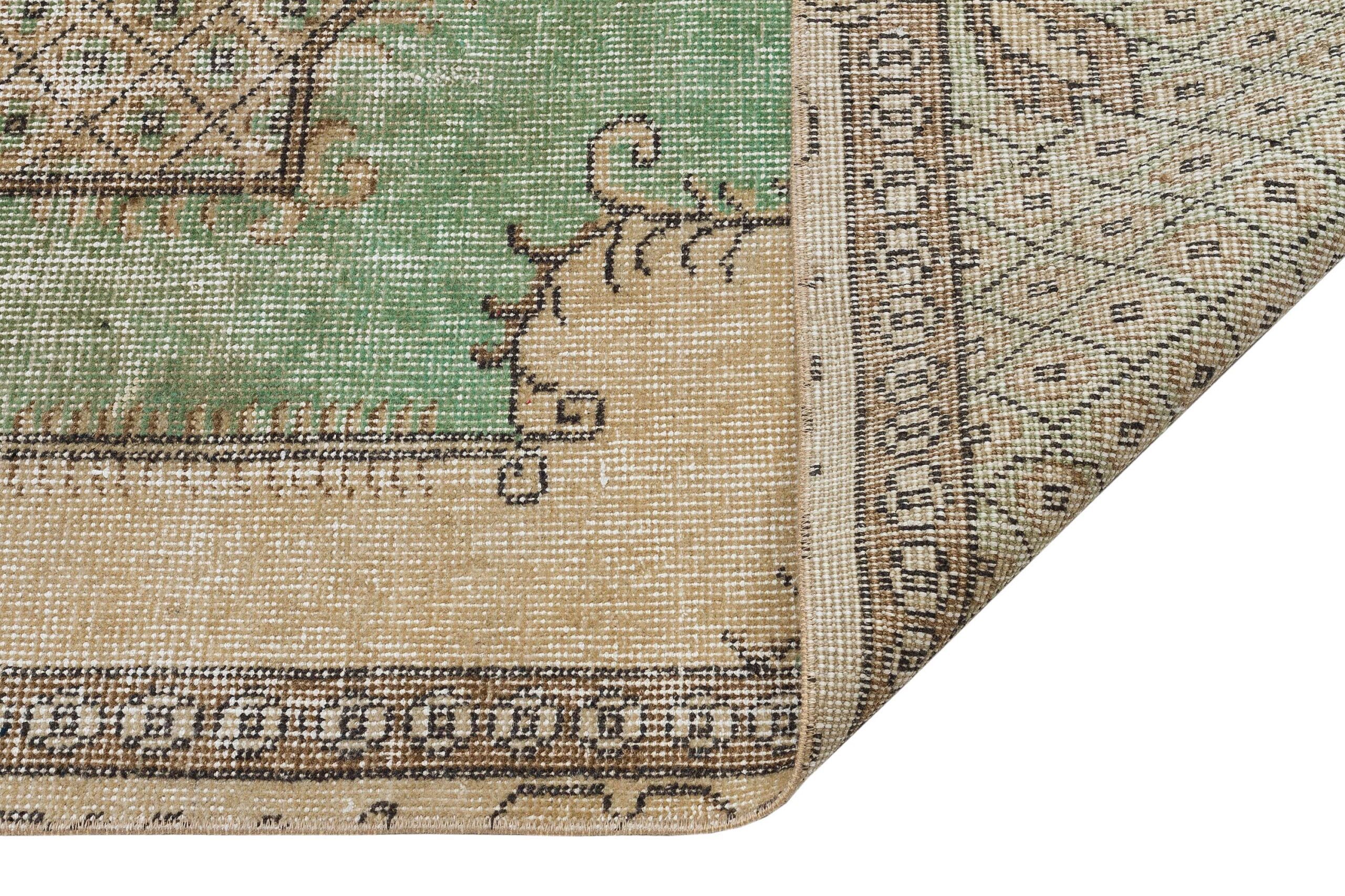 Wool and Silk Distressed Handwoven Rug — detail view 4, handmade vintage rug