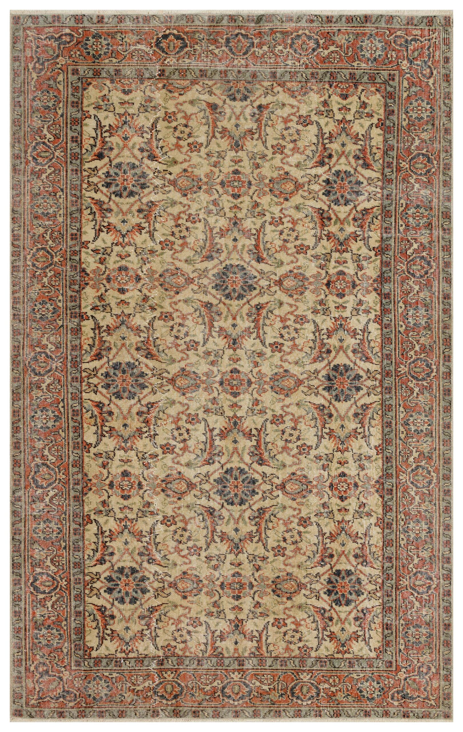 100% Wool Distressed Rug — detail view 3, handmade vintage rug