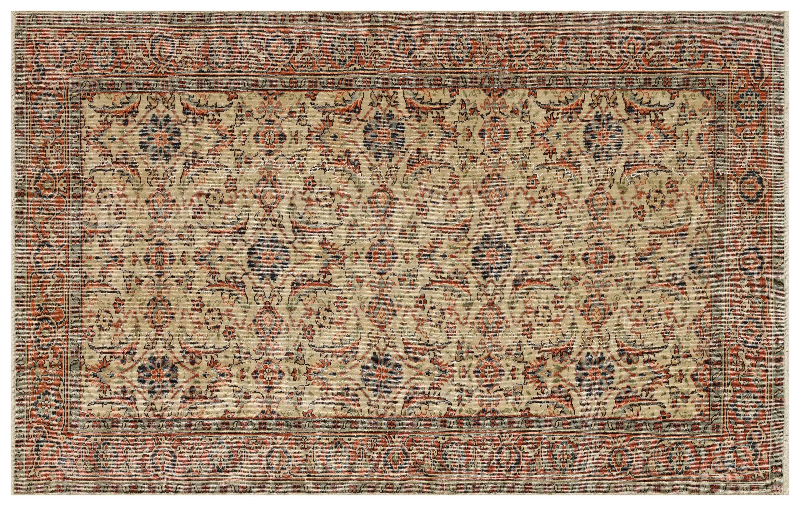 100% Wool Distressed Rug — detail view 4, handmade vintage rug