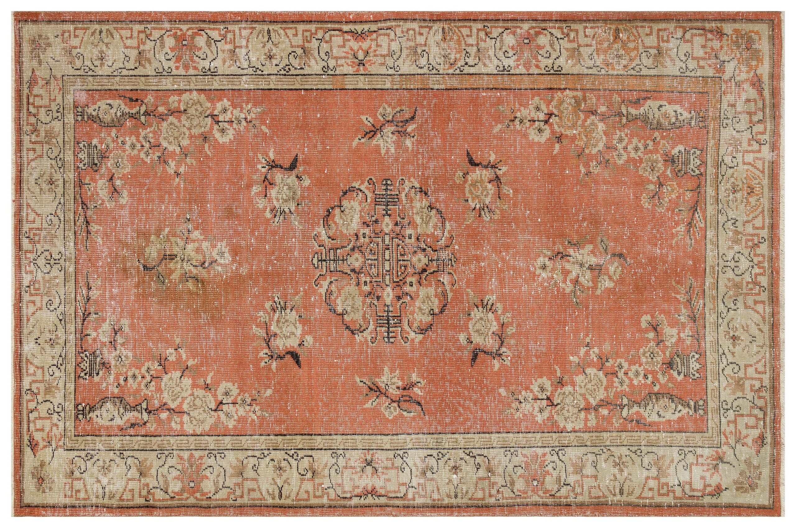 Authentic Handwoven Distressed Rug — detail view 3, handmade vintage rug