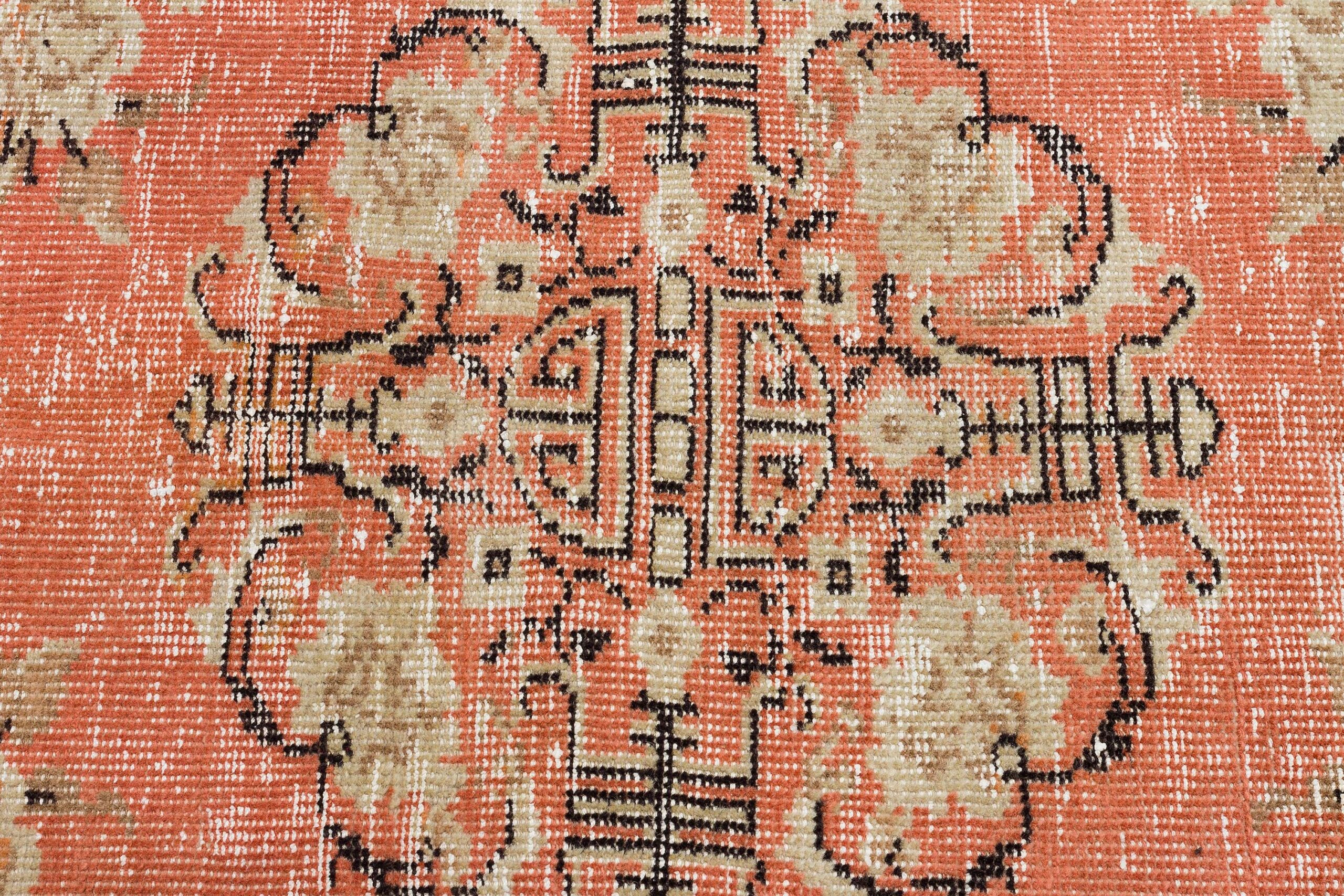 Authentic Handwoven Distressed Rug — detail view 5, handmade vintage rug