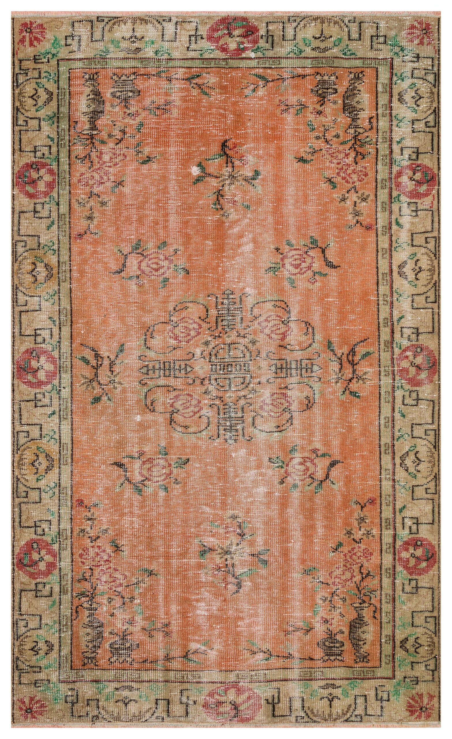 100% Wool Distressed Rug — detail view 2, handmade vintage rug