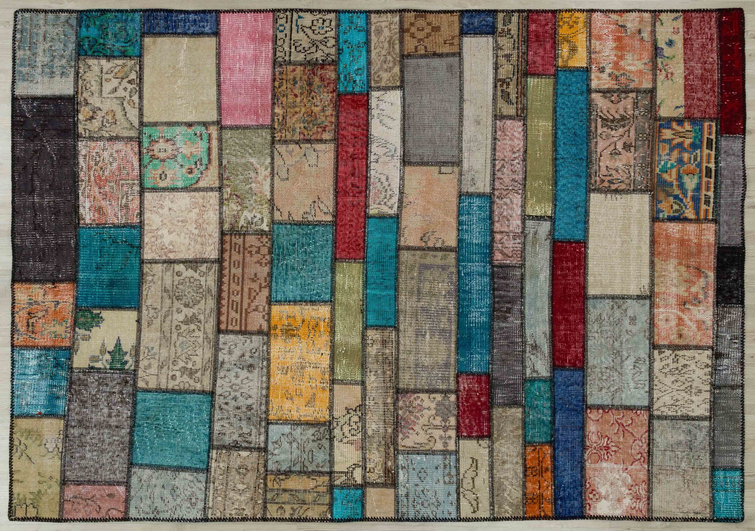 El Dokuma Yünlü Patchwork Halı 160 x 230 cm 5062 - Görsel 3