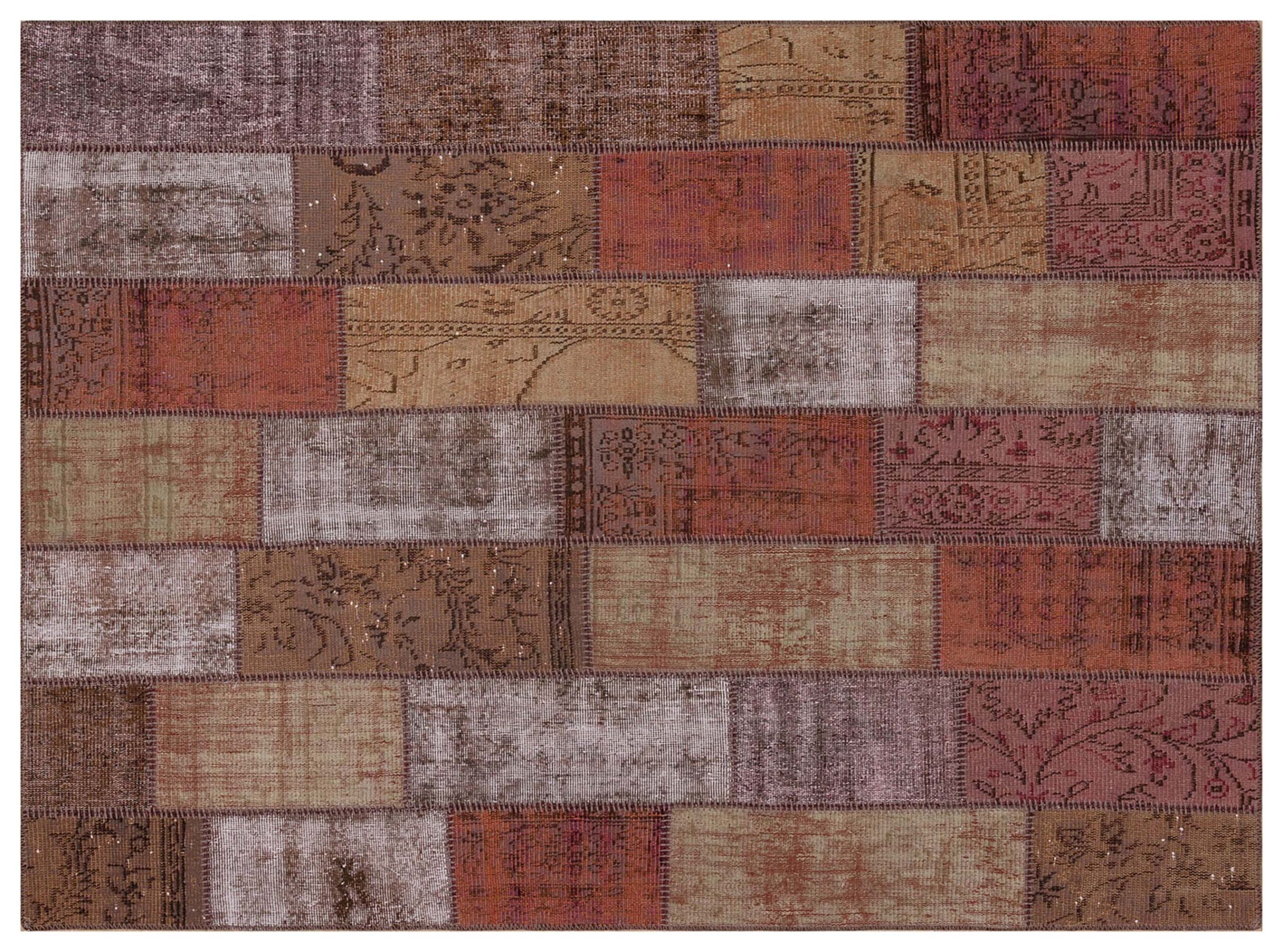Patchwork-Style Distressed Rug — detail view 2, handmade vintage rug