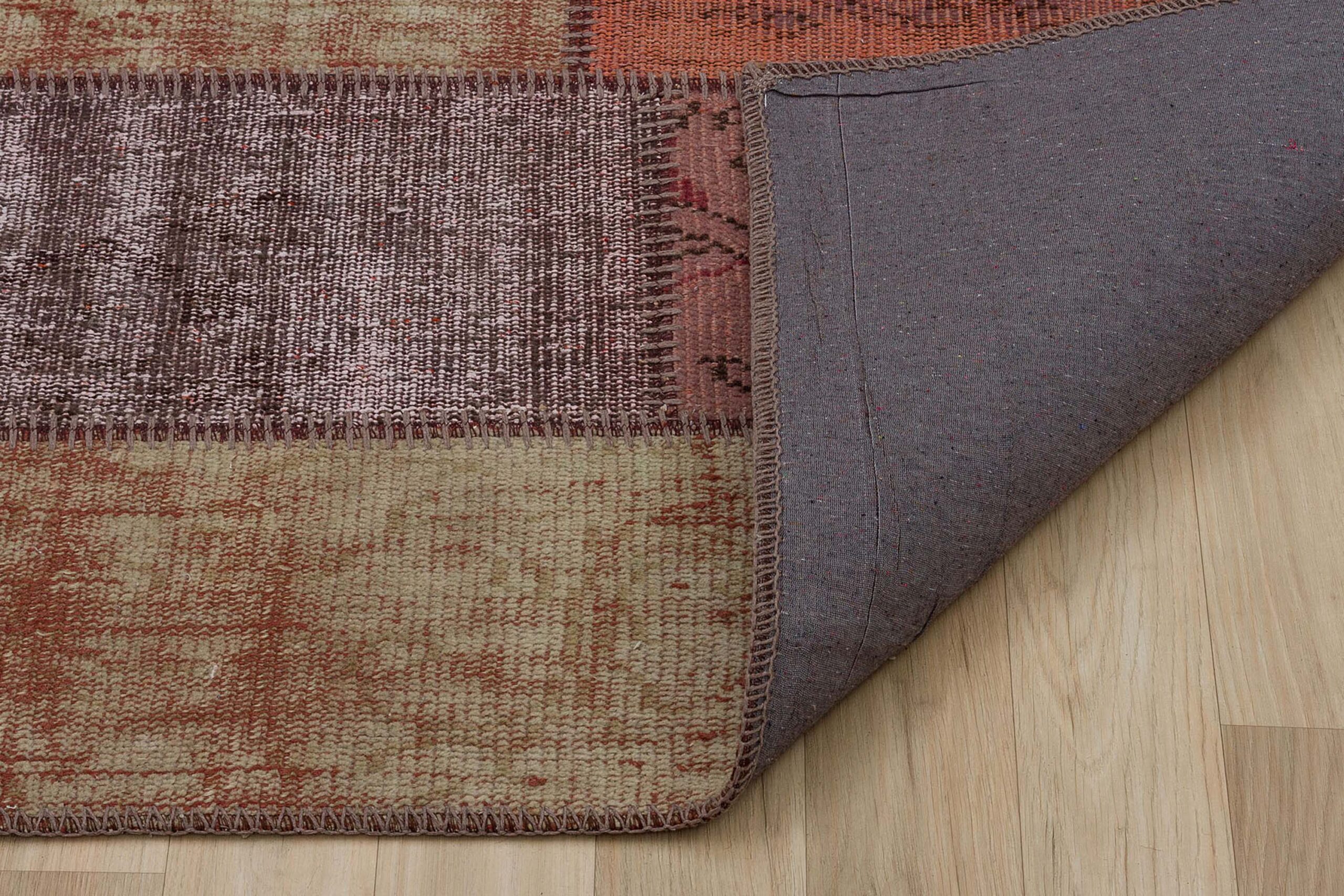 Patchwork-Style Distressed Rug — detail view 3, handmade vintage rug