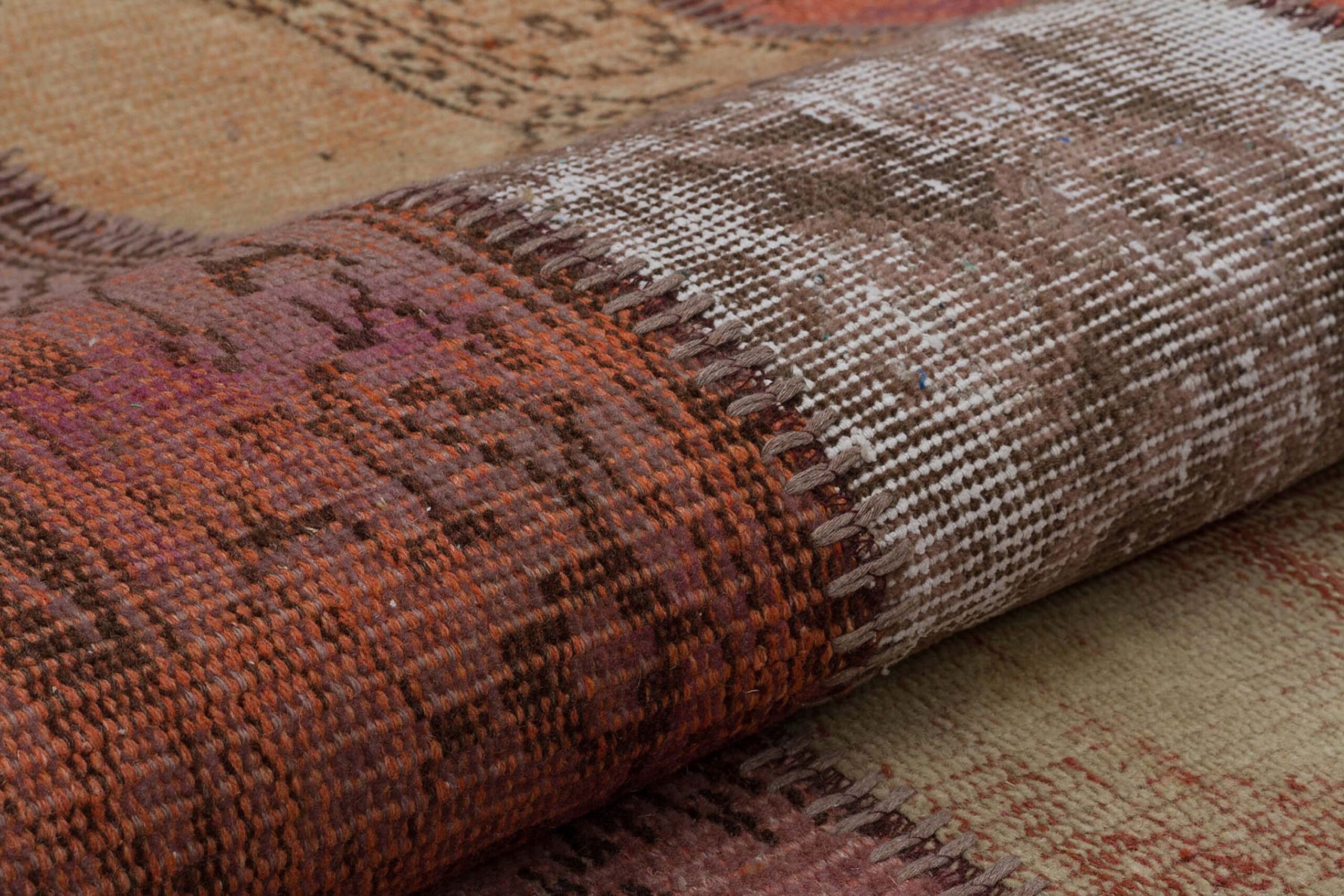 Patchwork-Style Distressed Rug — detail view 4, handmade vintage rug