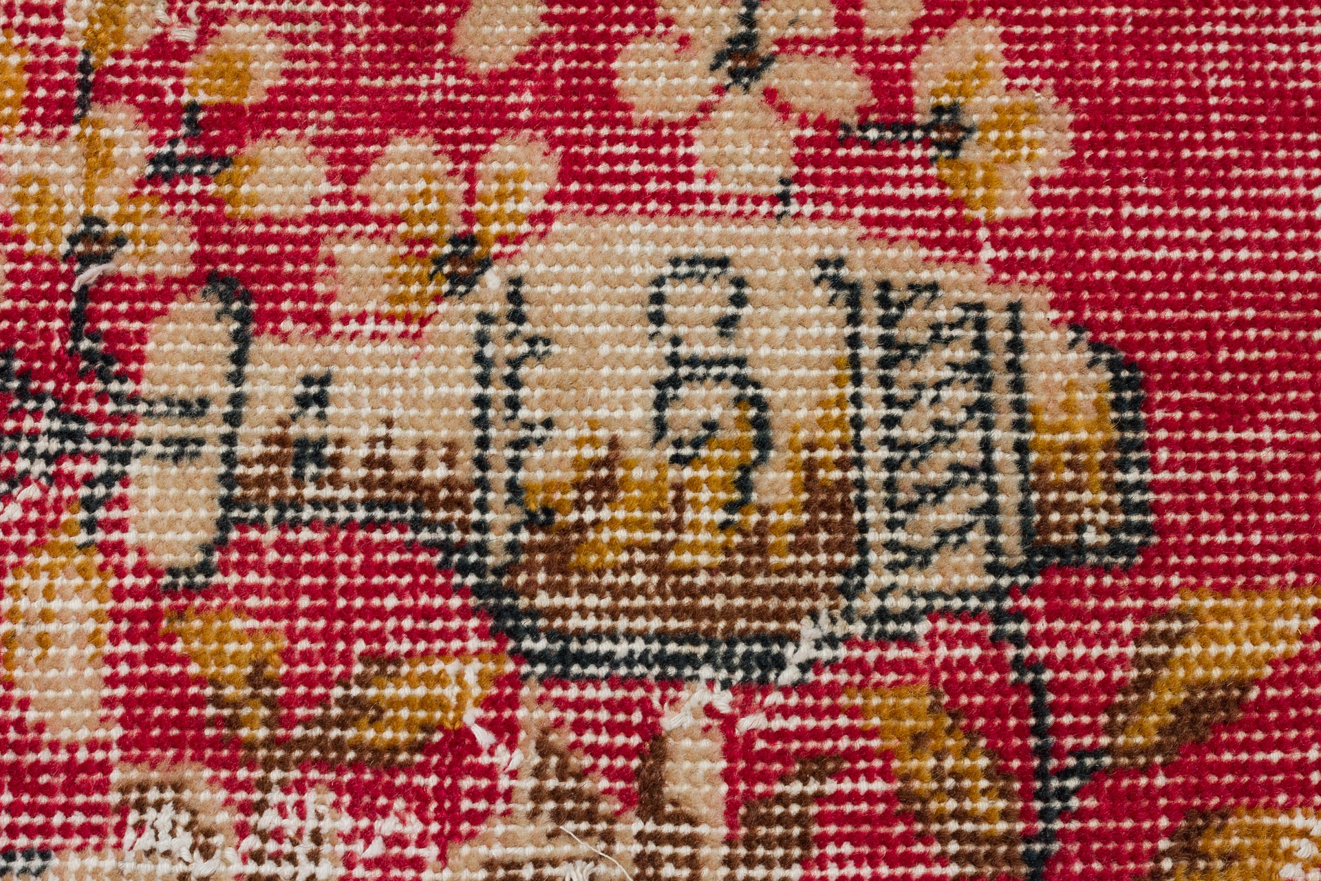 The Melancholy of Times Long Past: Distressed Vintage Rug — detail view 5, handmade vintage rug