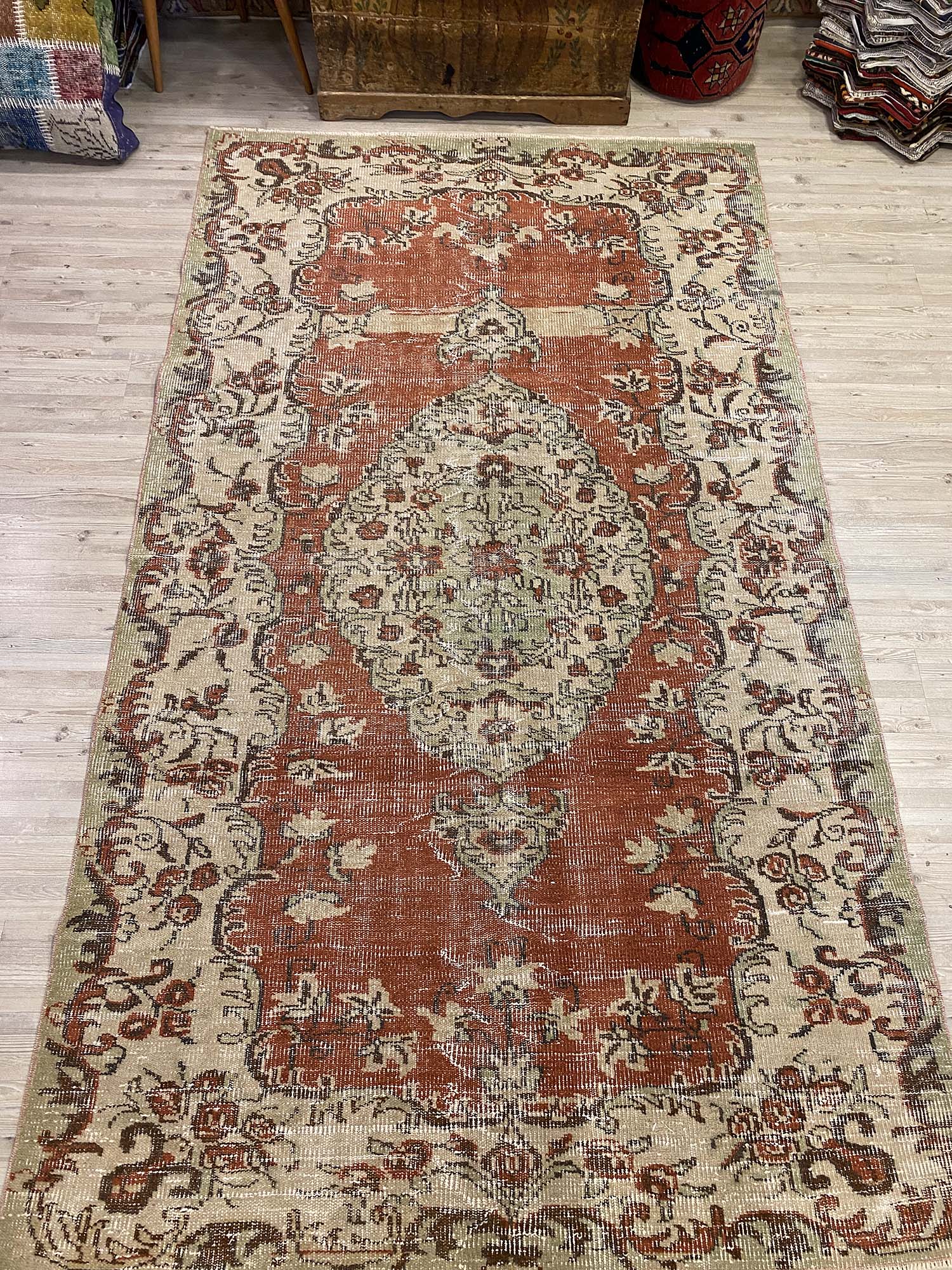 Unique Distressed Vintage Rug — detail view 2, handmade vintage rug
