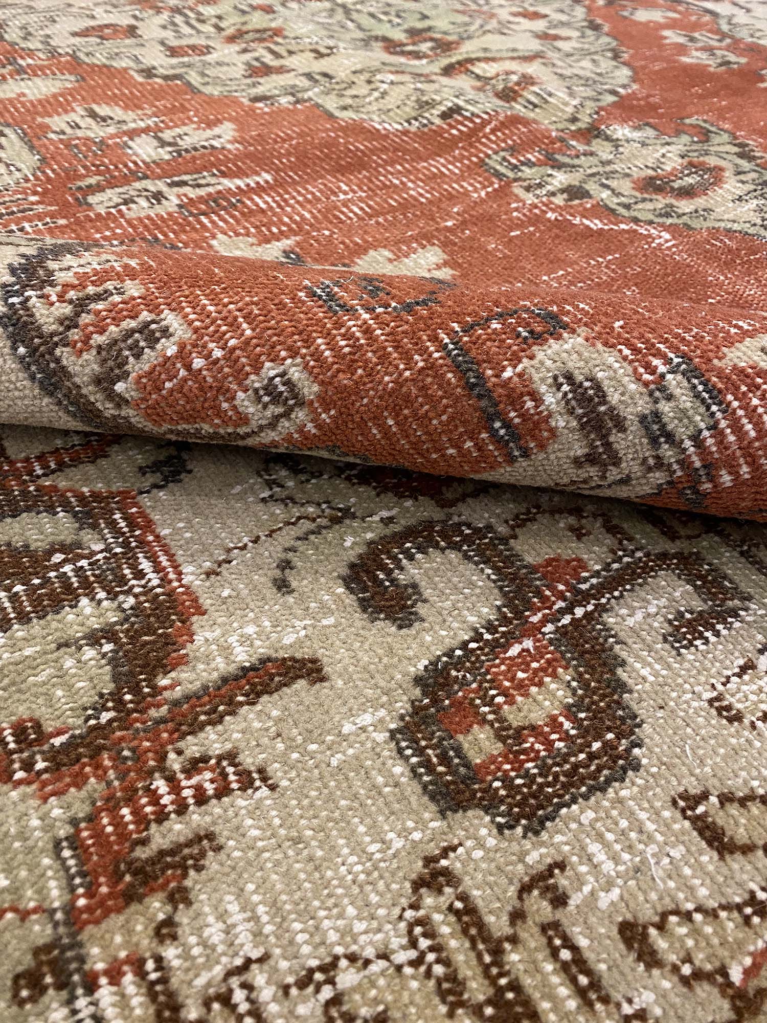 Unique Distressed Vintage Rug — detail view 4, handmade vintage rug