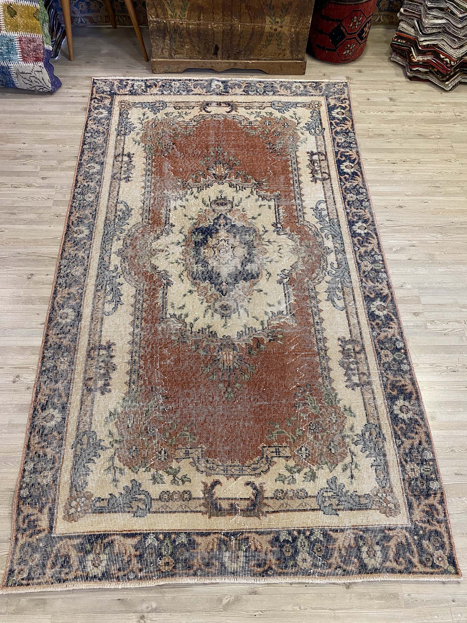 Demirci Distressed Vintage Rug — detail view 2, handmade vintage rug