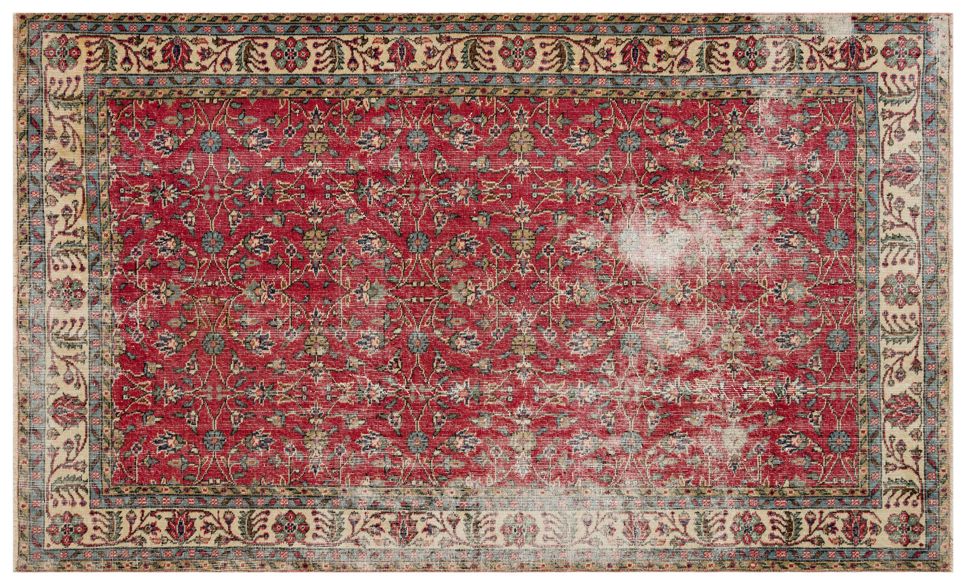 Hand-Woven Distressed Vintage Rug — detail view 2, handmade vintage rug
