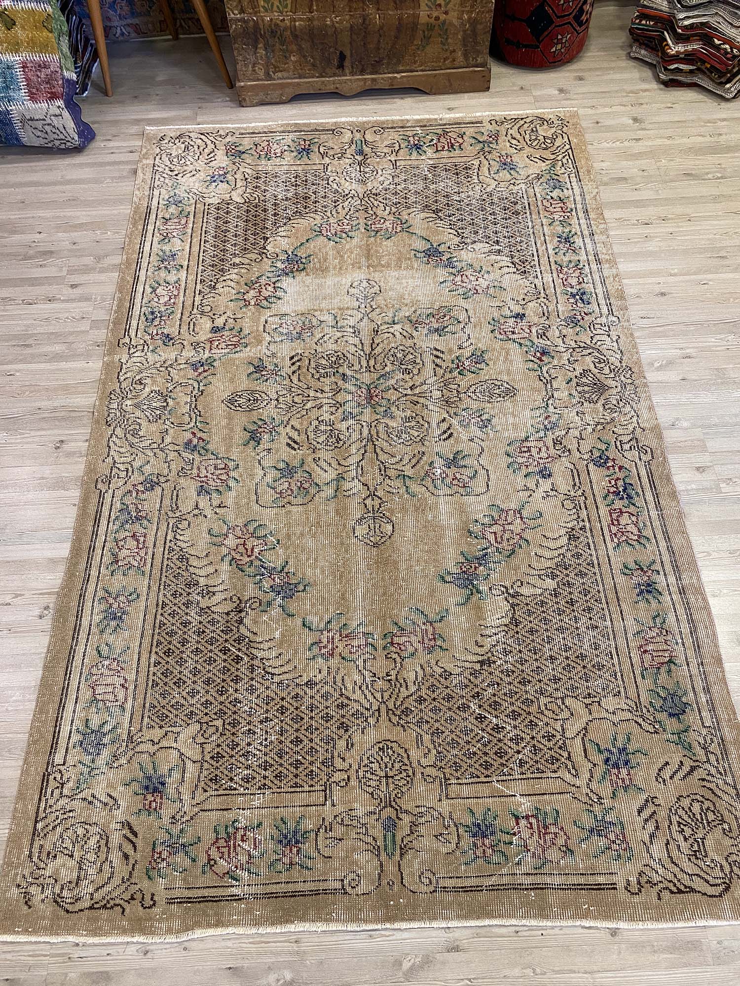 Anatolian Distressed Vintage Rug — detail view 2, handmade vintage rug