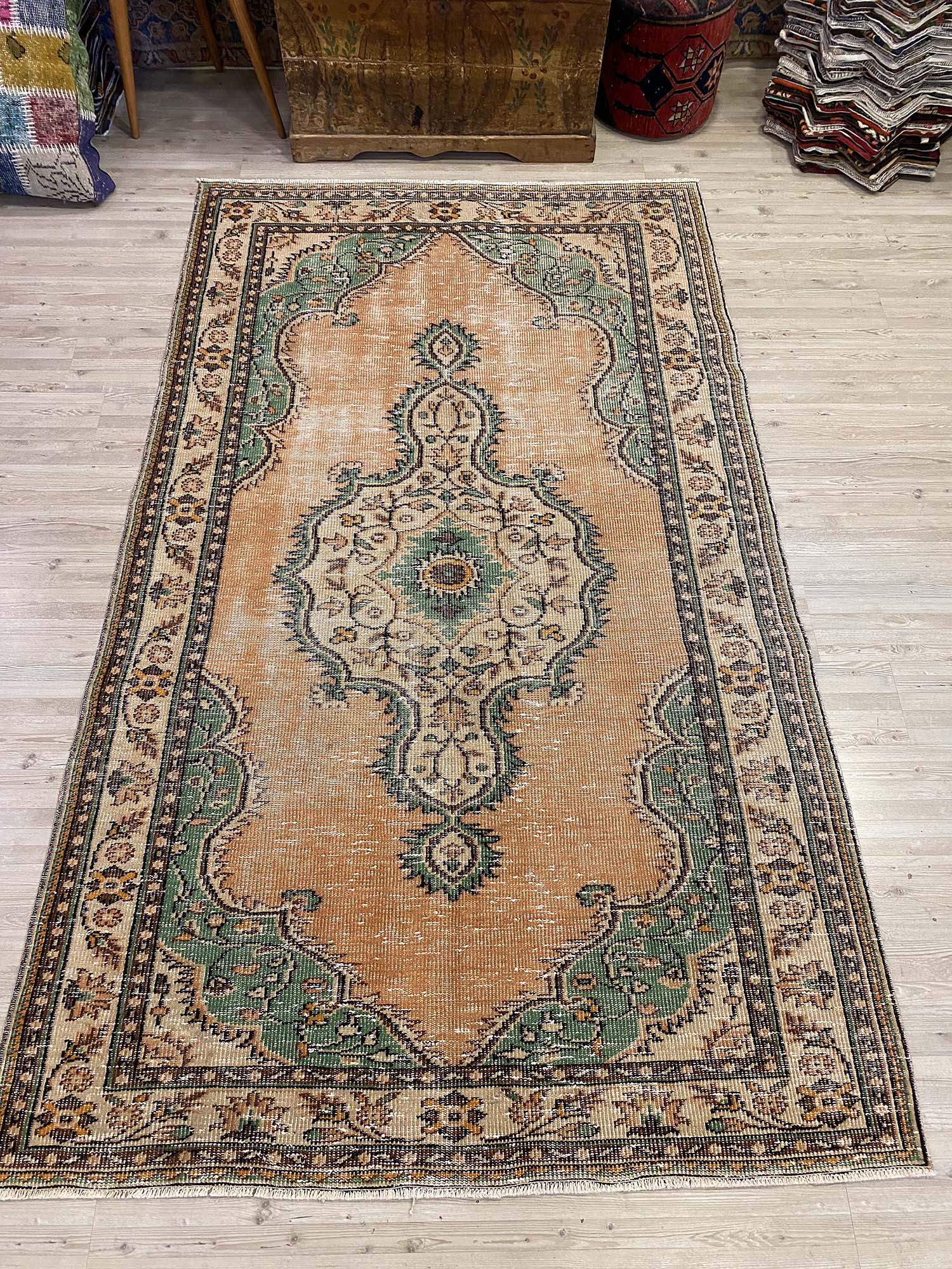 Hand-Woven Distressed Vintage Rug — detail view 2, handmade vintage rug