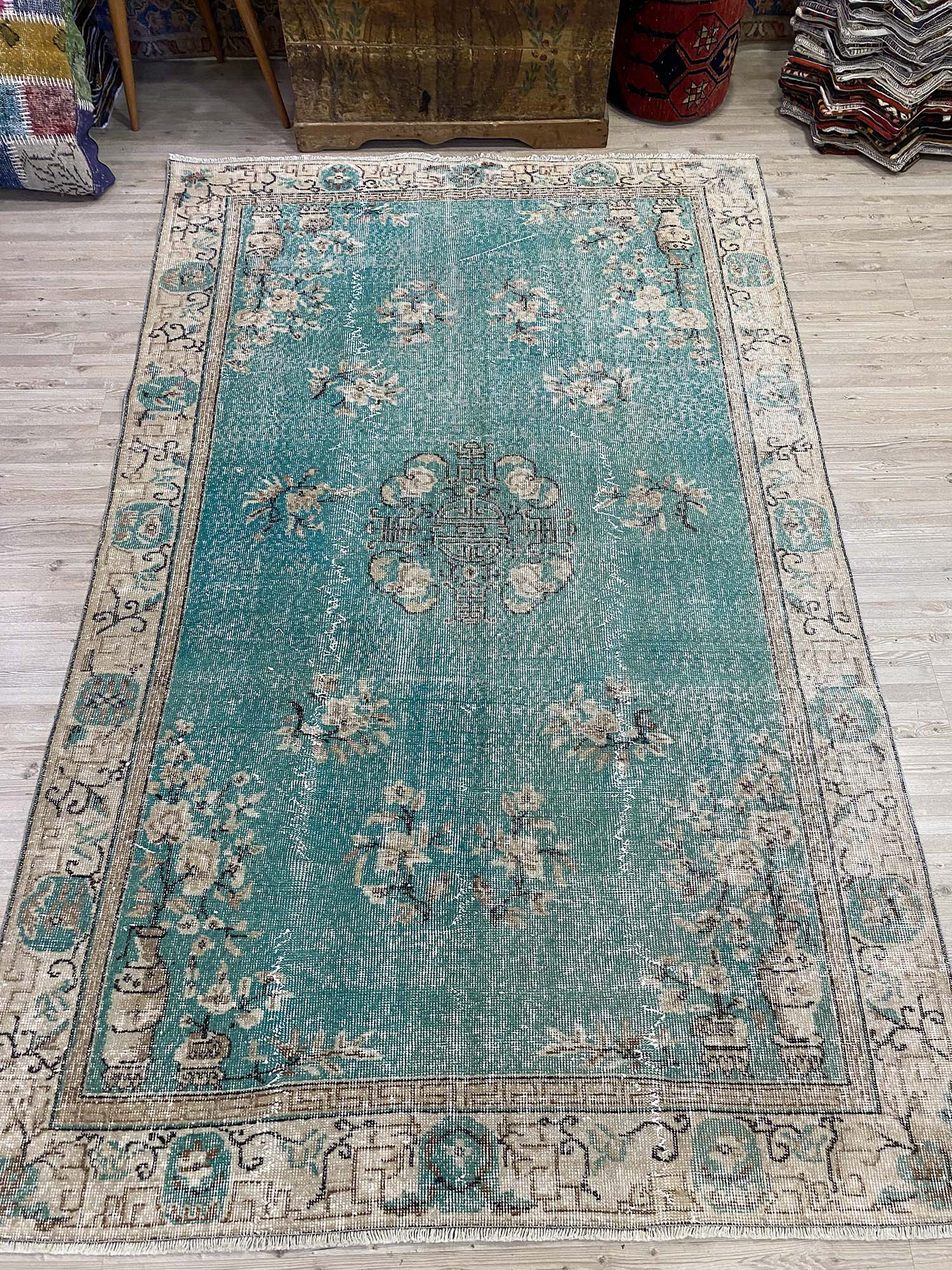 Kayseri Distressed Vintage Rug — detail view 2, handmade vintage rug
