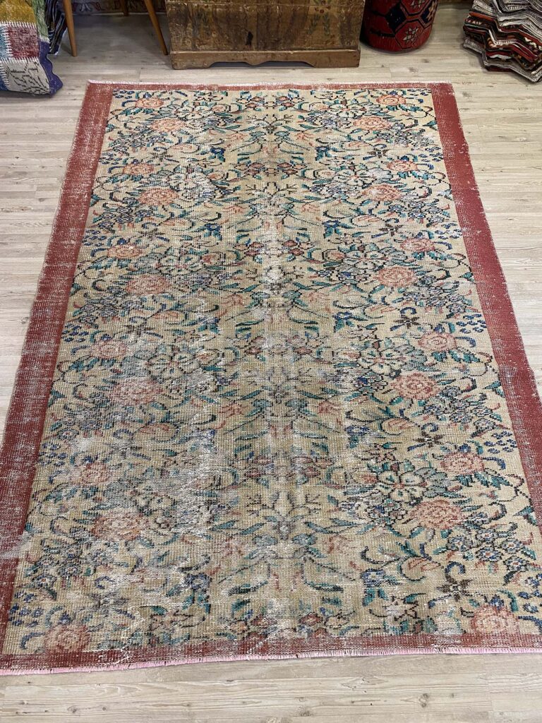 Timeless Turkish Handcrafted Distressed Vintage Rug, detail view 2, handmade rug, SKU 10204