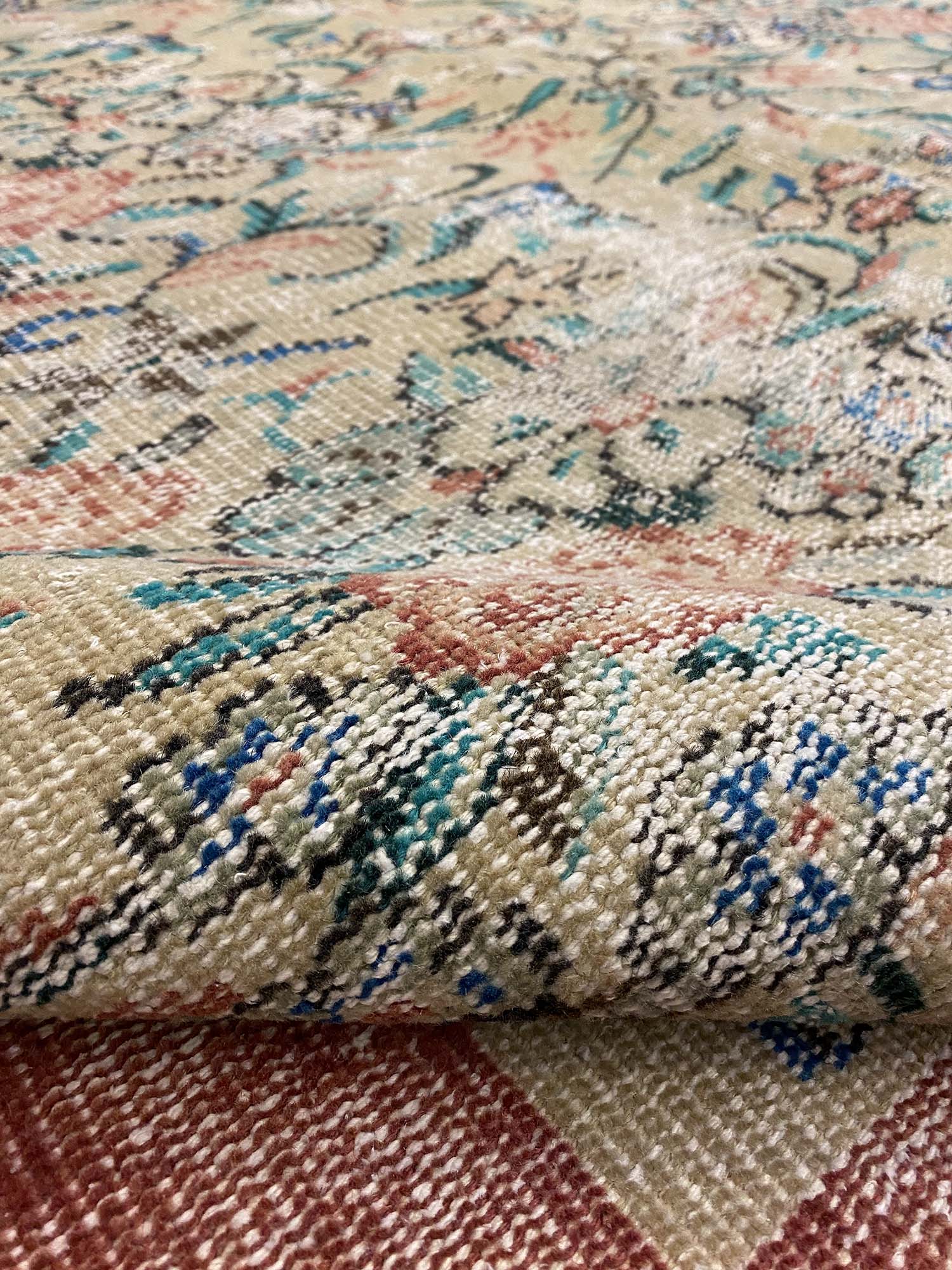 Timeless Turkish Handcrafted Distressed Vintage Rug — detail view 3, handmade vintage rug