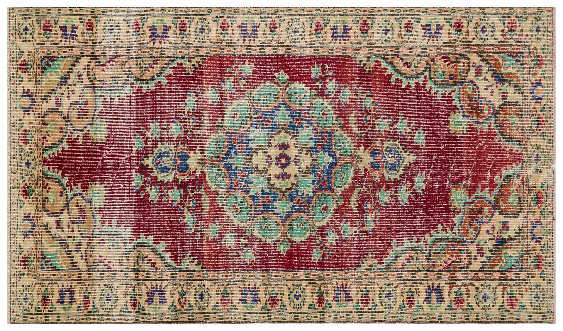 Traditional Anatolian Handcrafted Distressed Vintage Rug — detail view 2, handmade vintage rug