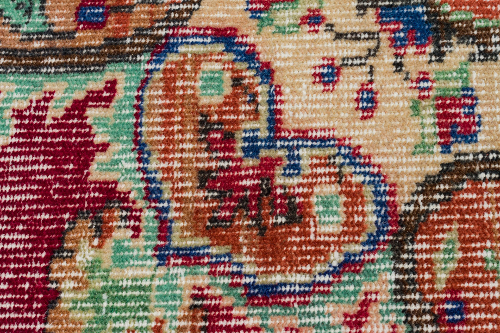 Traditional Anatolian Handcrafted Distressed Vintage Rug — detail view 4, handmade vintage rug
