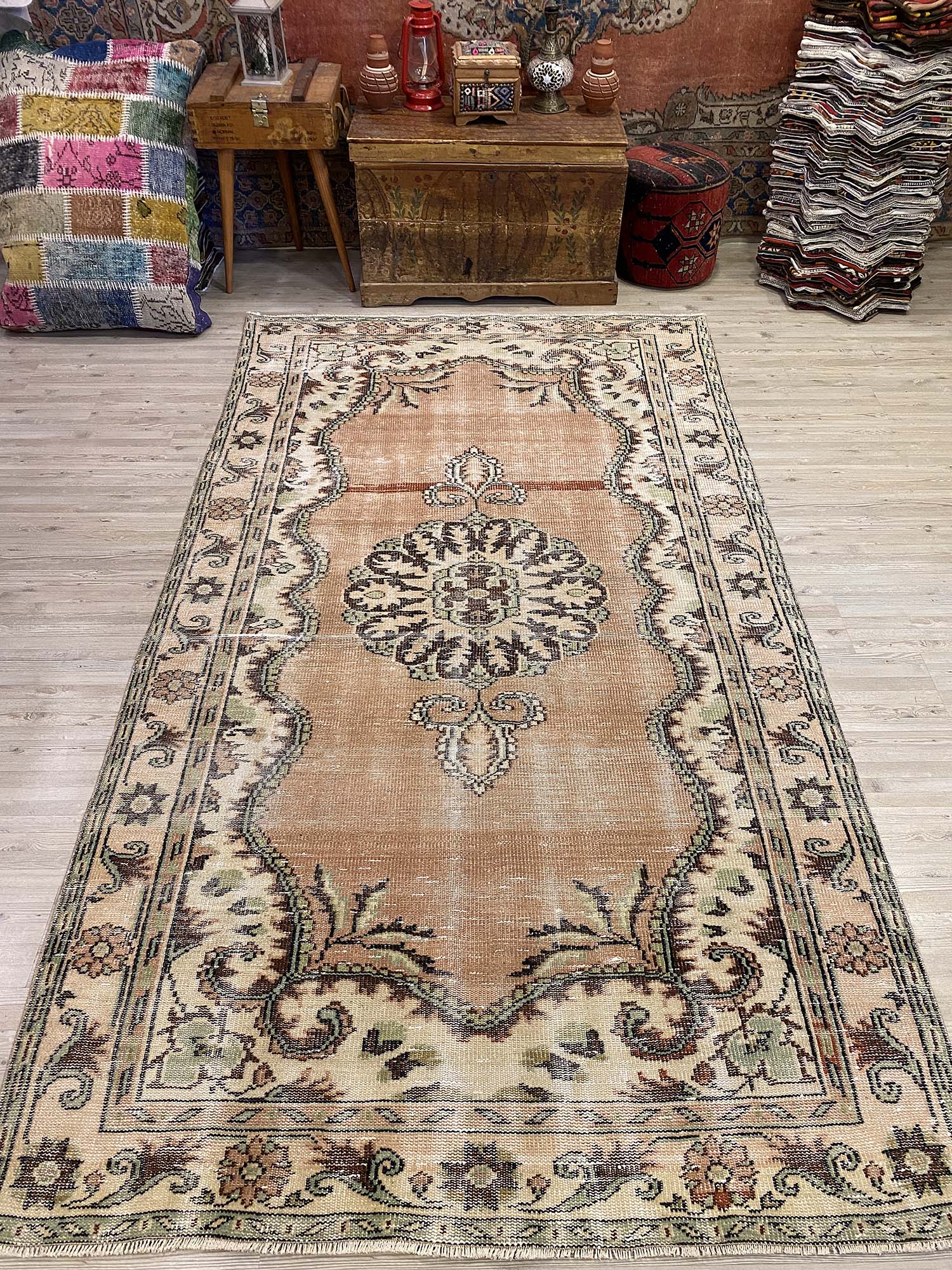 Vintage Distressed Rug — detail view 2, handmade vintage rug