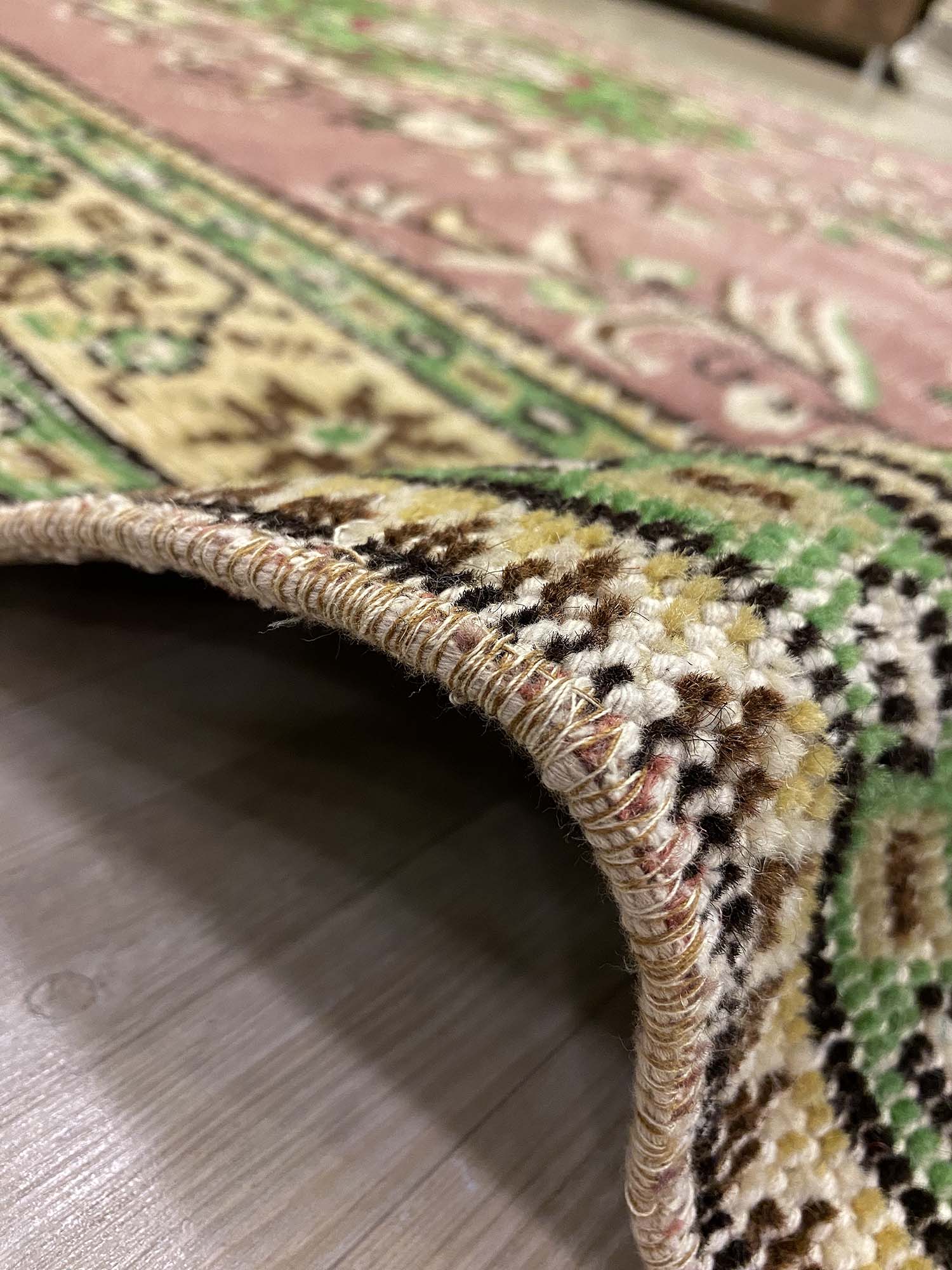 Anatolian-Patterned Distressed Rug — detail view 5, handmade vintage rug
