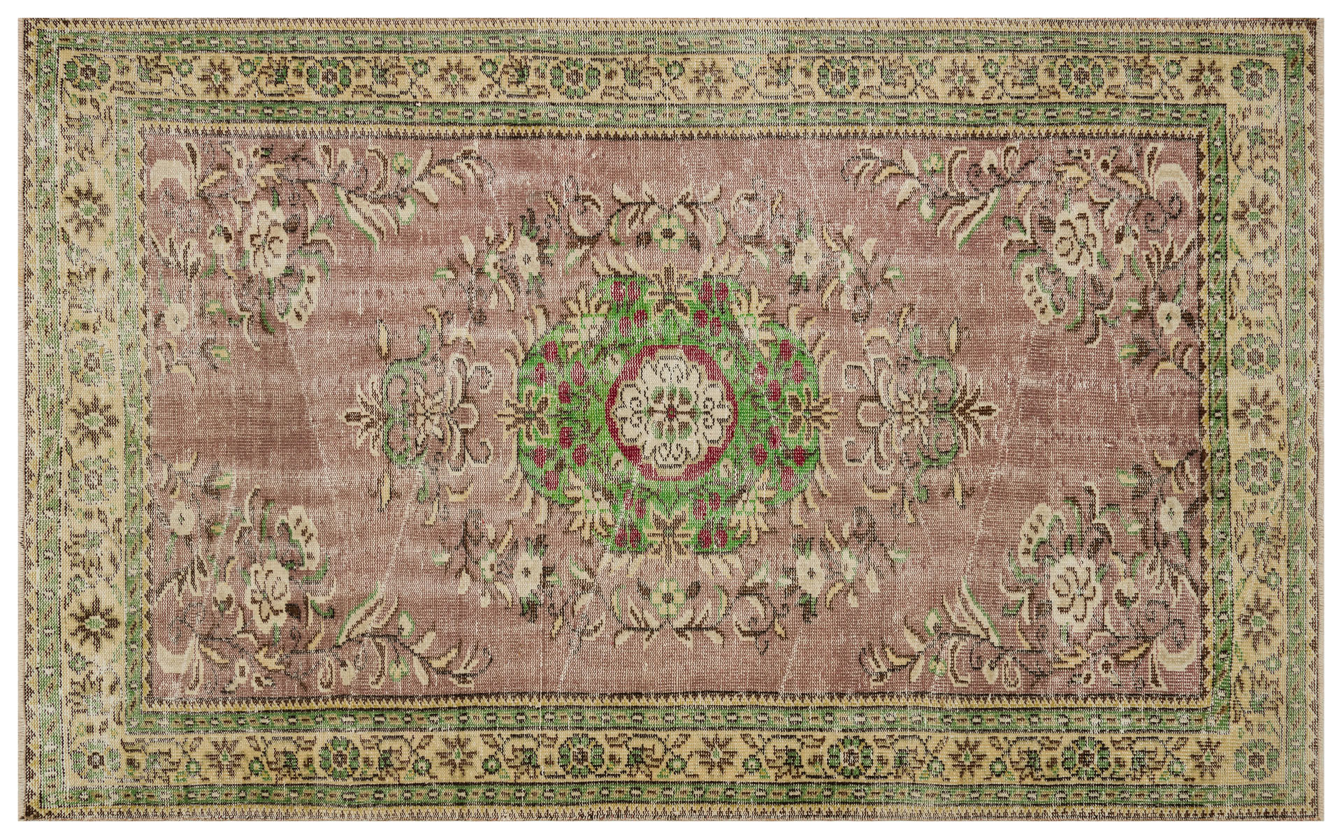 Anatolian-Patterned Distressed Rug — detail view 4, handmade vintage rug
