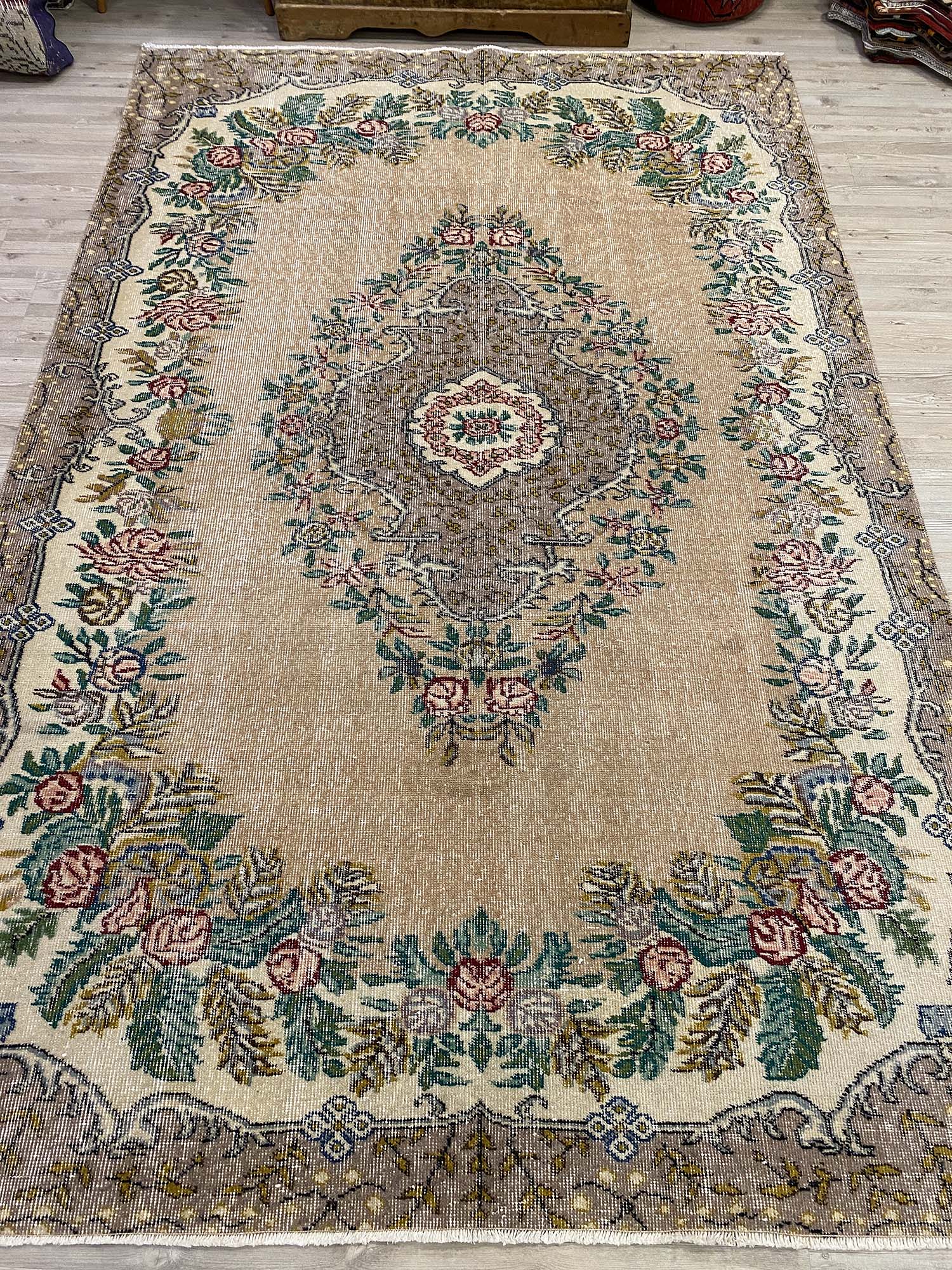 Distressed Vintage Rug — detail view 2, handmade vintage rug