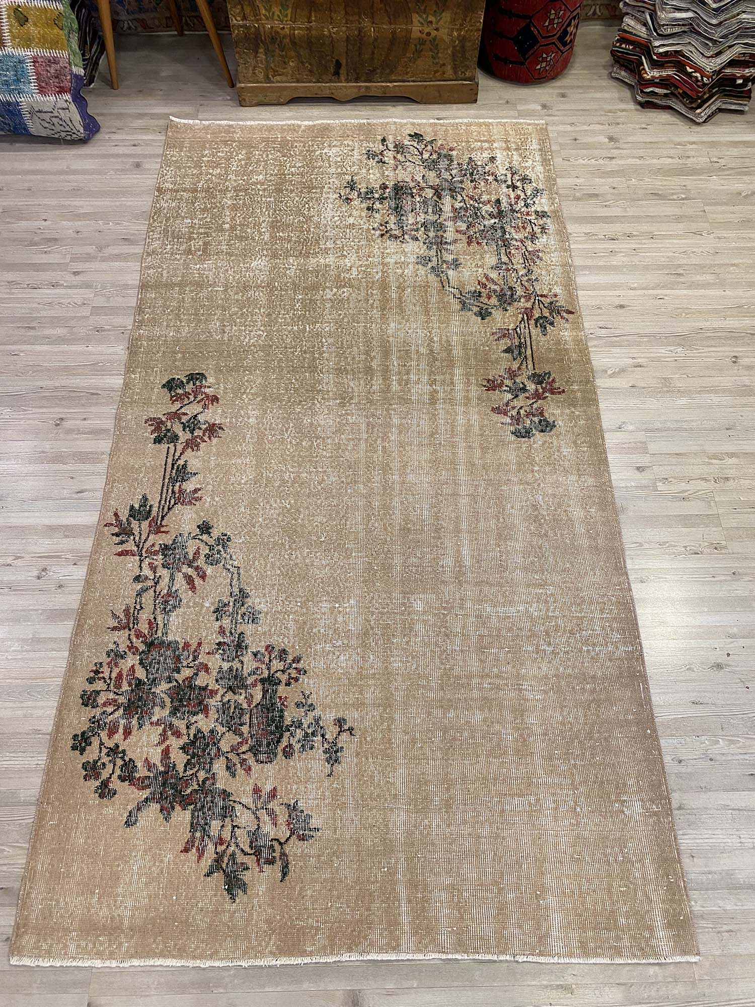 Milas Distressed Vintage Rug — detail view 2, handmade vintage rug