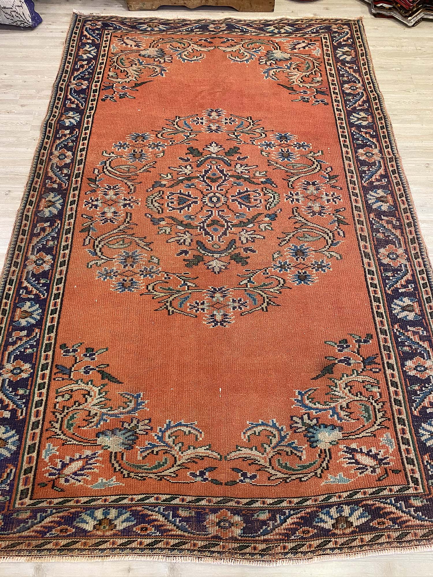 Turkish Distressed Vintage Rug — detail view 2, handmade vintage rug