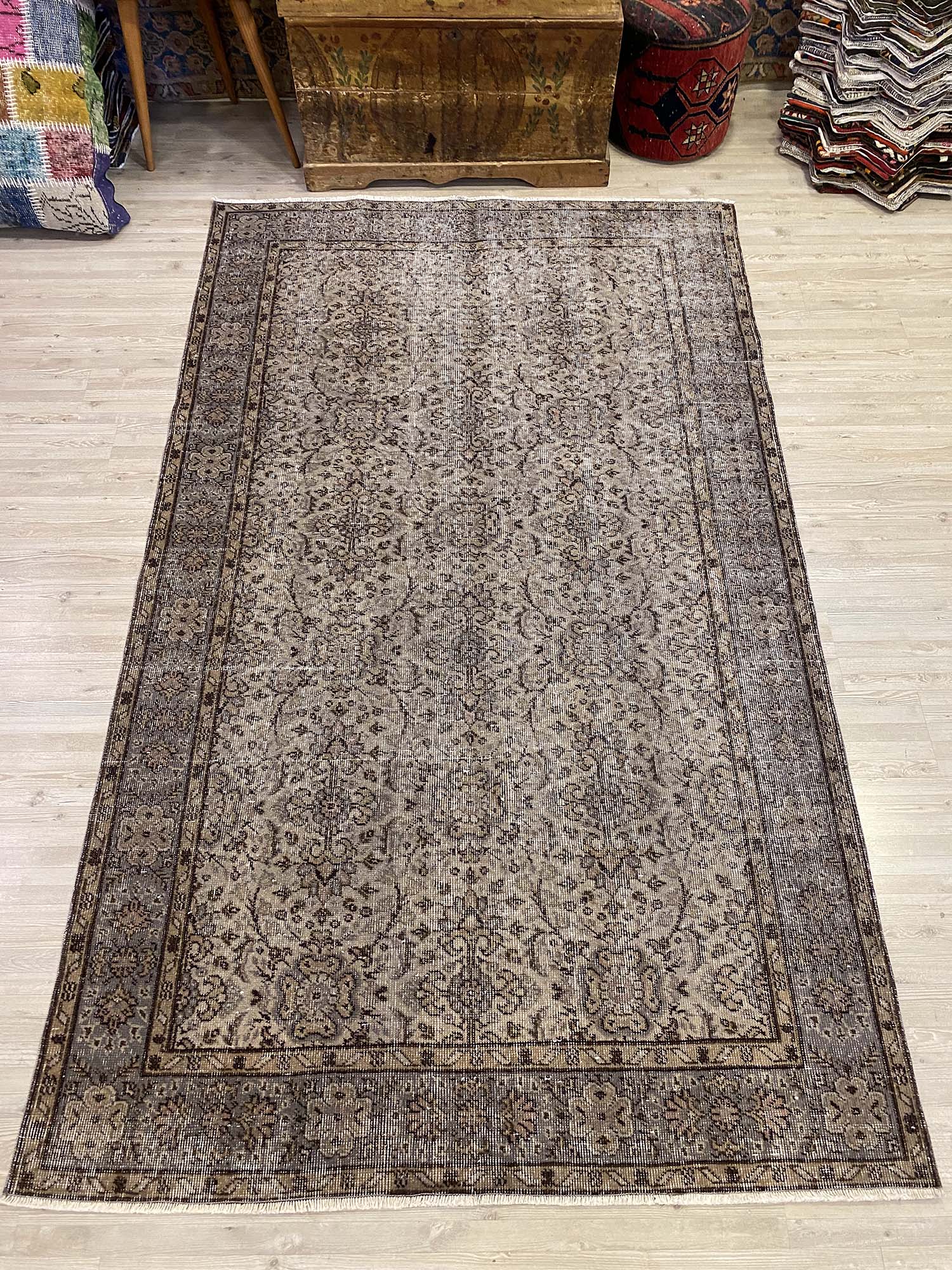 Distressed Vintage Rug — detail view 2, handmade vintage rug