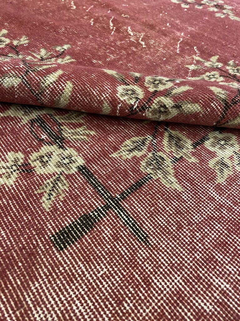 Enchanting Wool Weave Distressed Vintage Rug, detail view 3, handmade rug, SKU 10241