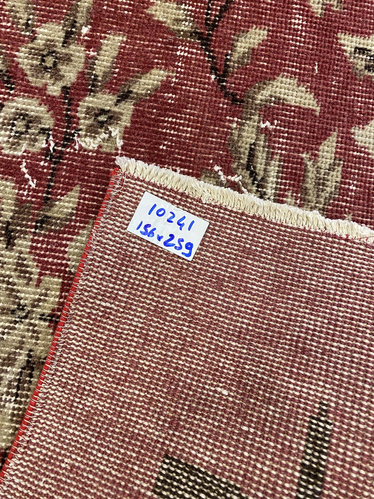 Enchanting Wool Weave Distressed Vintage Rug — detail view 4, handmade vintage rug